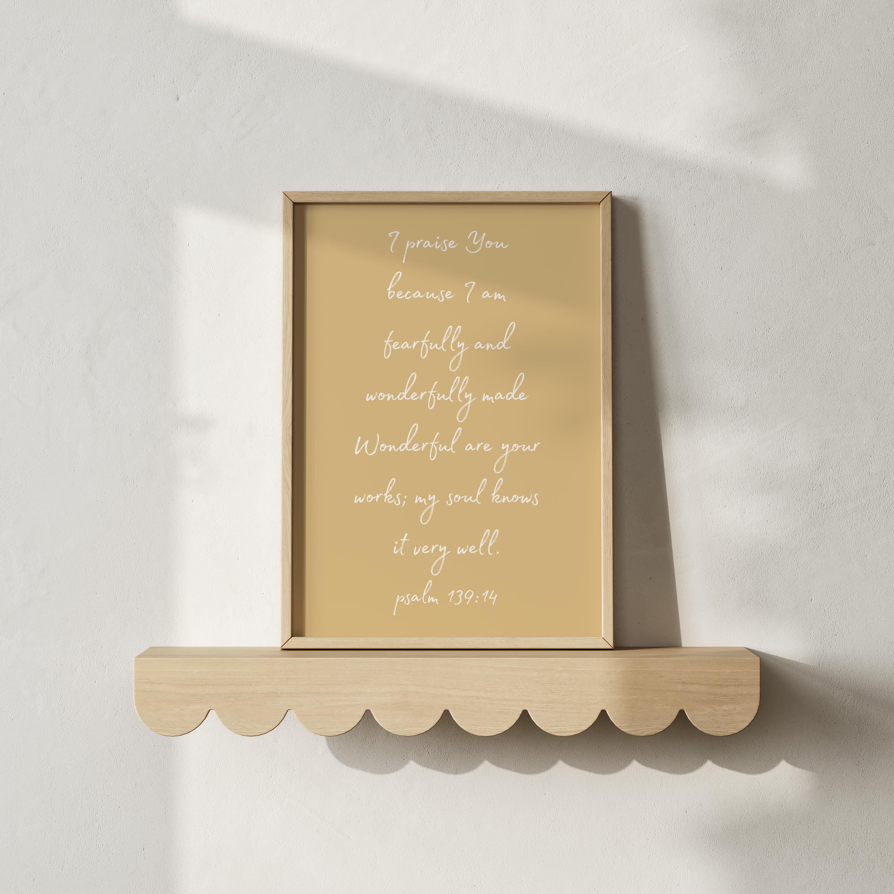 Psalm 139 Bible Verse Prints: Christian Wall Art Nursery Decor (Digital Download)