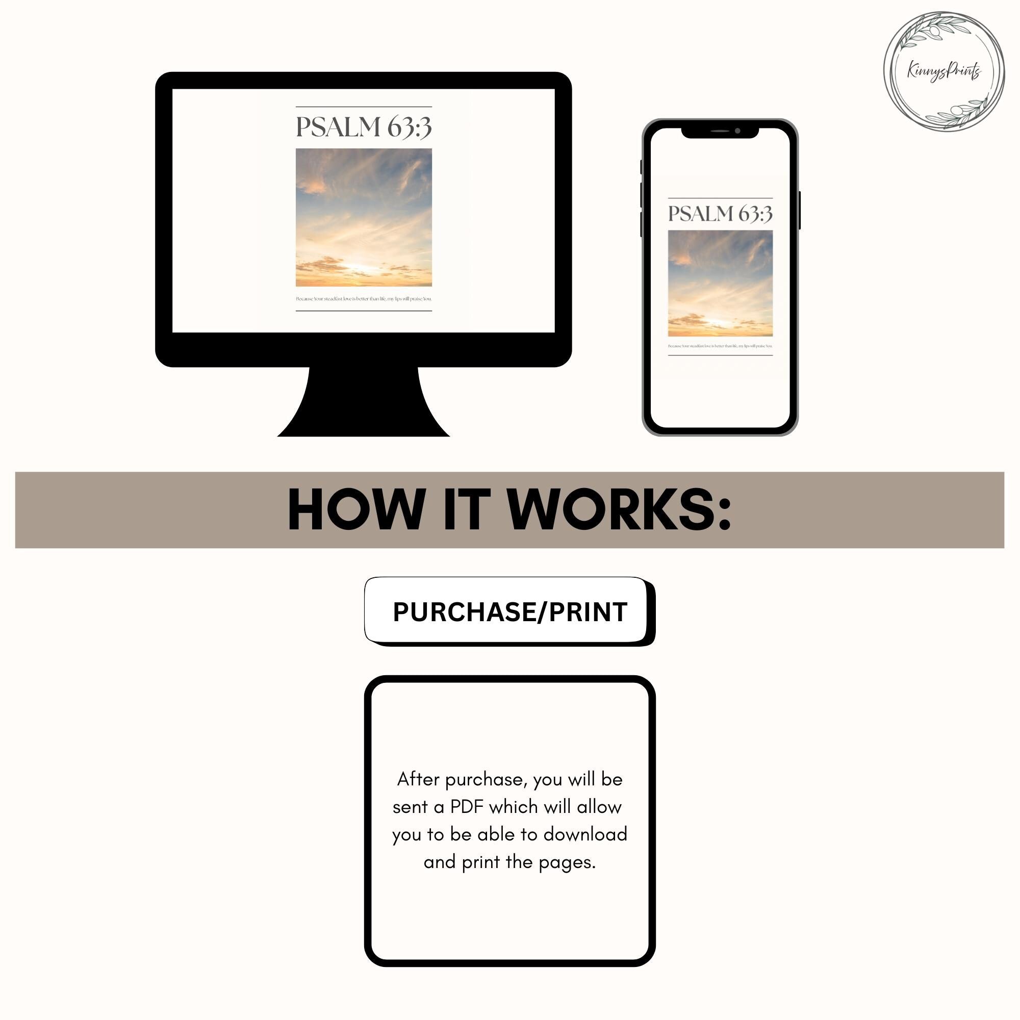 Yellow Christian Wall Art, Psalm Bible Verse Quote Poster Print, Digital Download