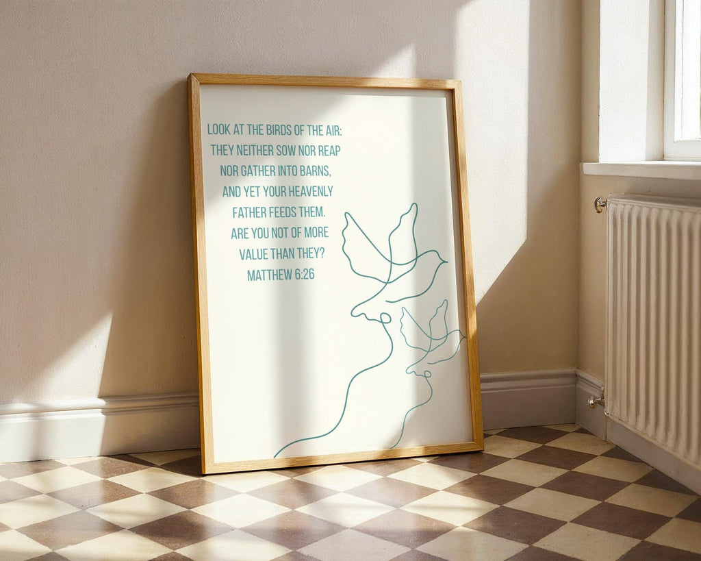 Coastal Christian Wall Art, Blue Bible Verse Poster Print Bundle, Digital Download