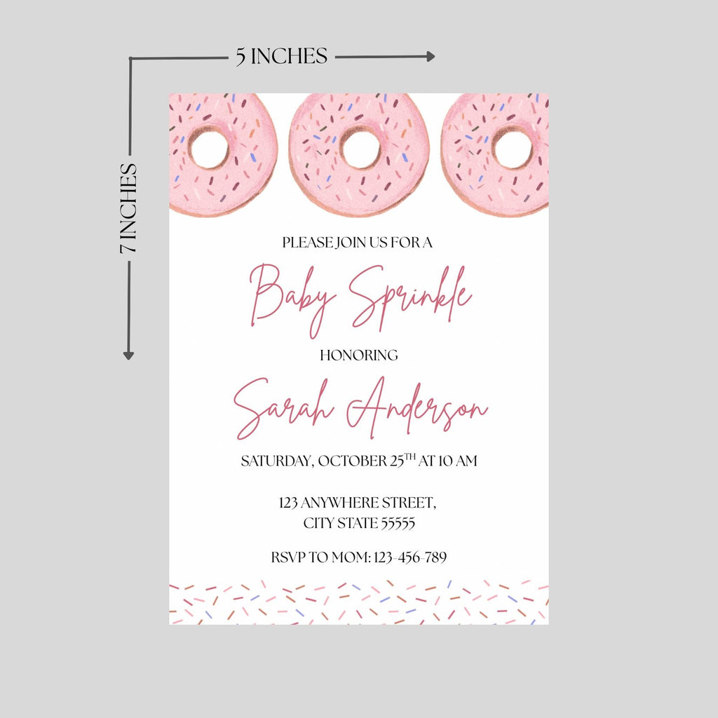 Pink Donut Baby Sprinkle Invitation: Editable Template (Digital Download)