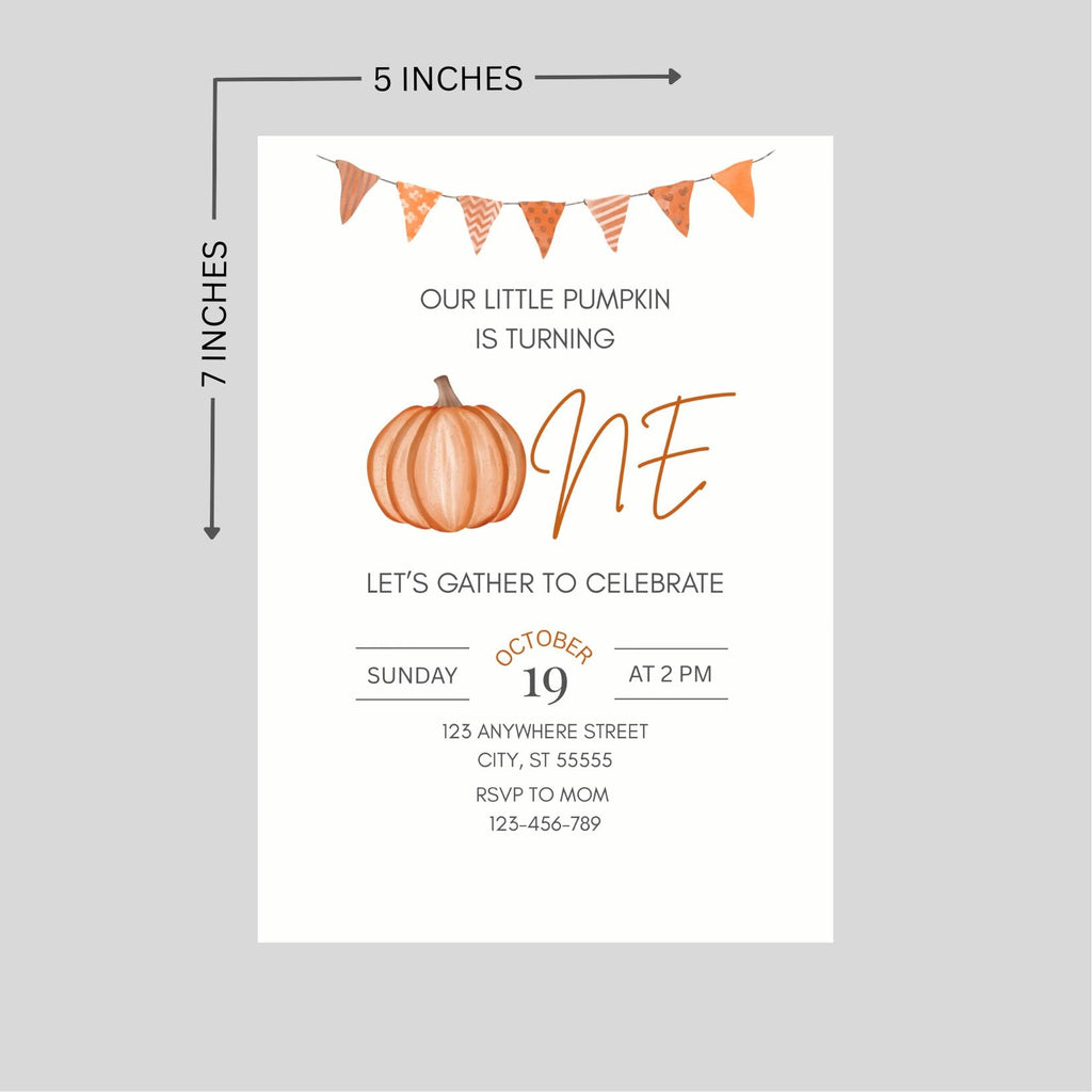 Little Pumpkin Birthday Invitation: Fall First Birthday, Editable Canva Template