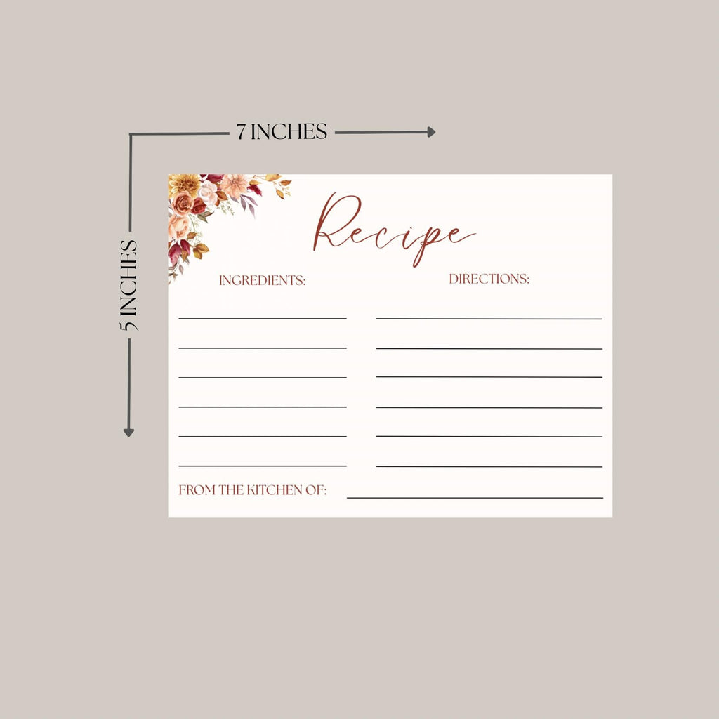 Falling in Love Bridal Shower Bundle: Fall Floral Invitation Recipe Card, Editable Canva Template