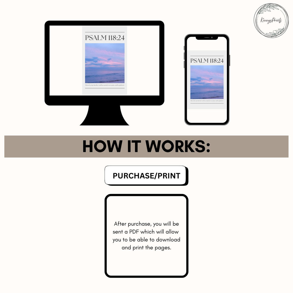 Purple Christian Wall Art, Minimalist Psalm Bible Verse Quote Poster Print, Digital Download