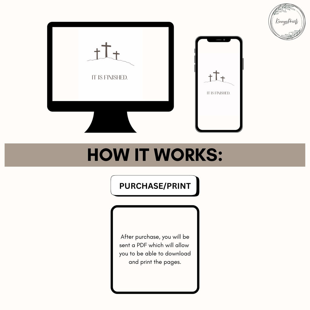 It is Finished Christian Wall Art, Black and White Poster Print, Digital Download