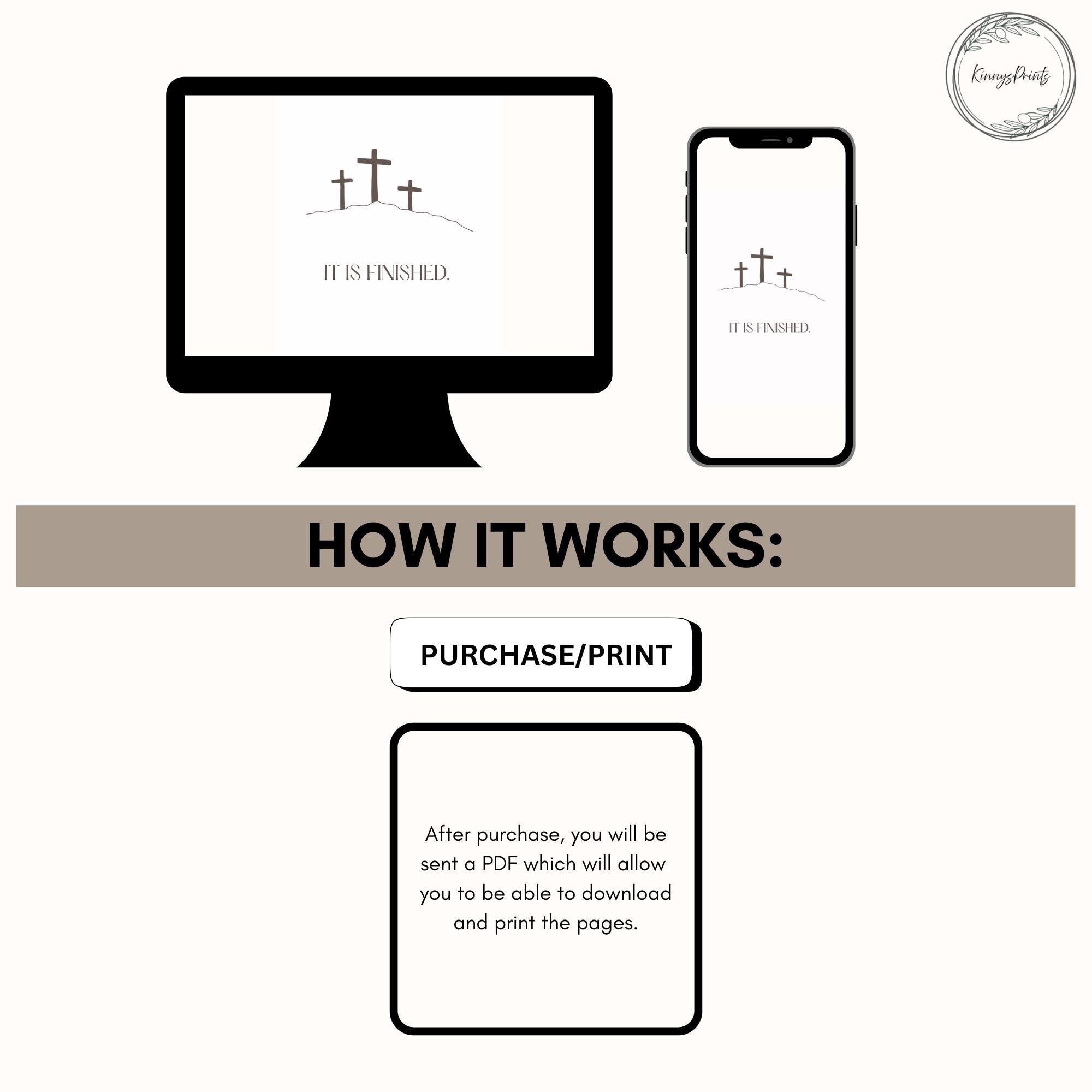 It is Finished Christian Wall Art, Black and White Poster Print, Digital Download