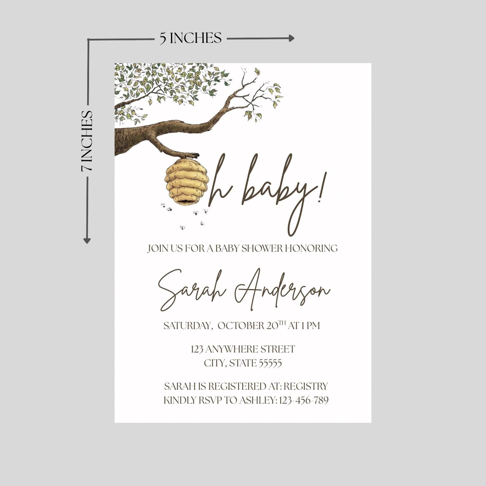 Vintage Winnie the Pooh Baby Shower Invitation (Editable Template)