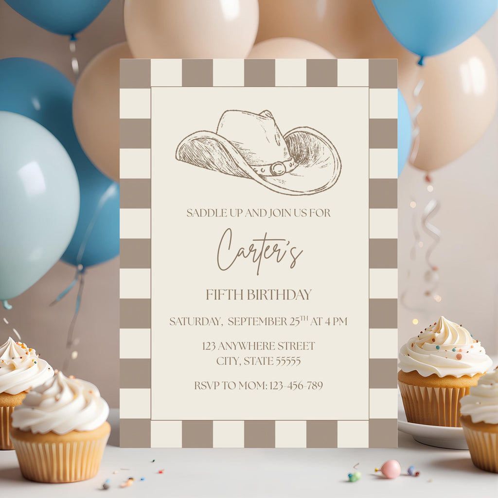 Cowboy Birthday Invitation: Western Rodeo Party, Editable Template (Digital Download)