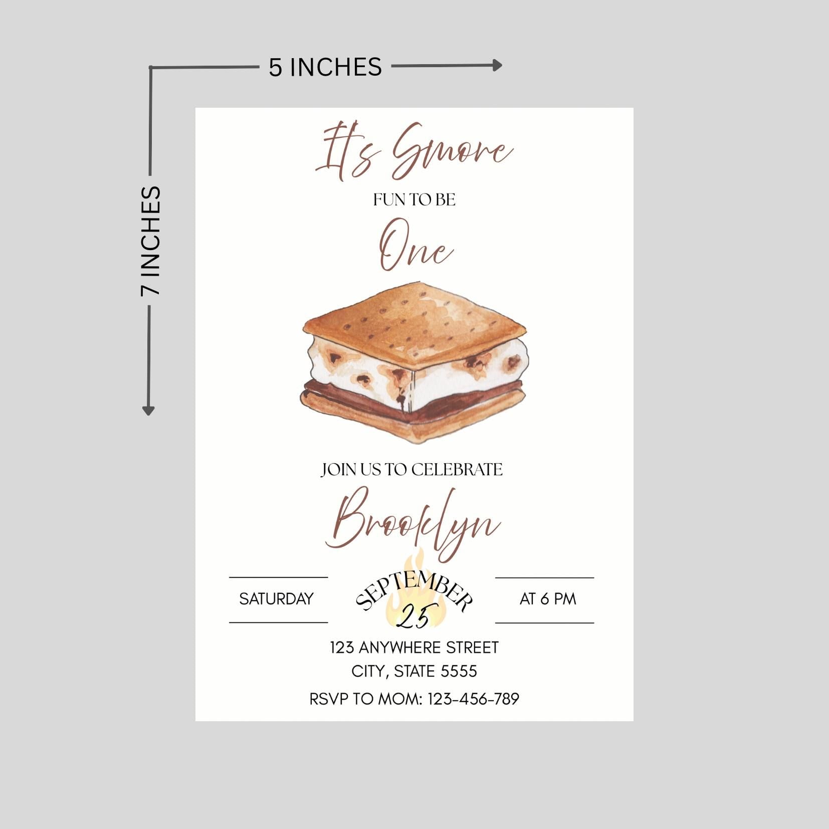 Smore Fun First Birthday Invitation: Camping Theme, Editable Canva Template
