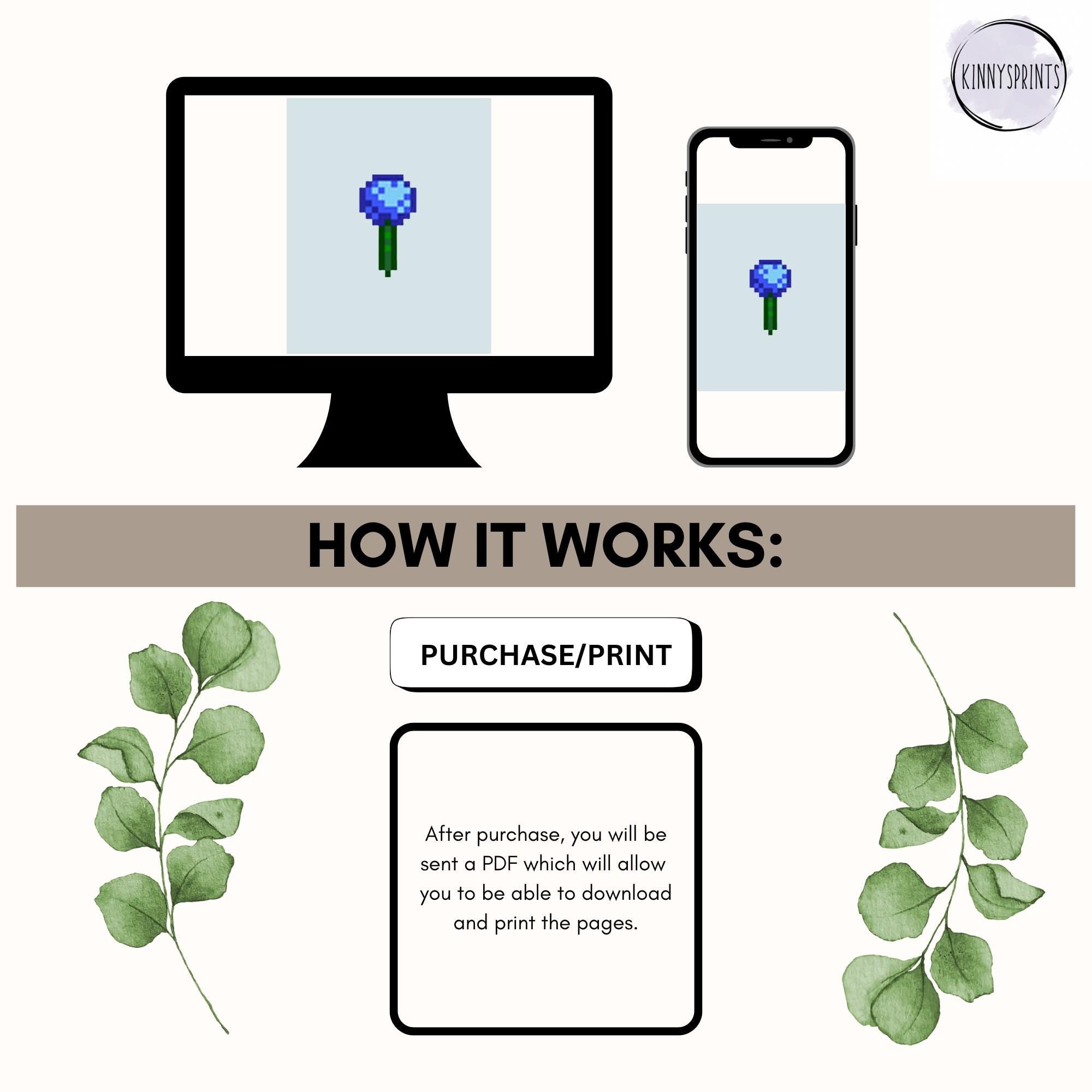 Stardew Valley Wall Art Set, Printable Pastel Flower Poster Prints, Digital Download