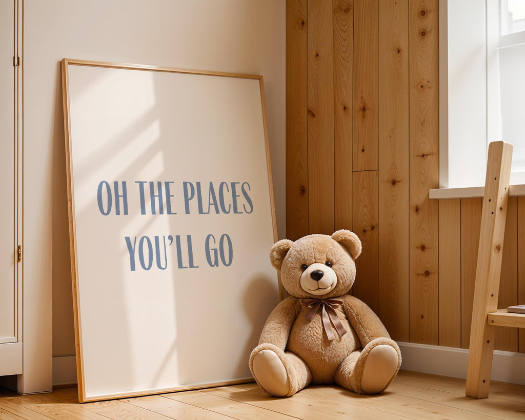 Oh the Places You'll Go Vintage Nursery Wall Art Prints, Digital Download
