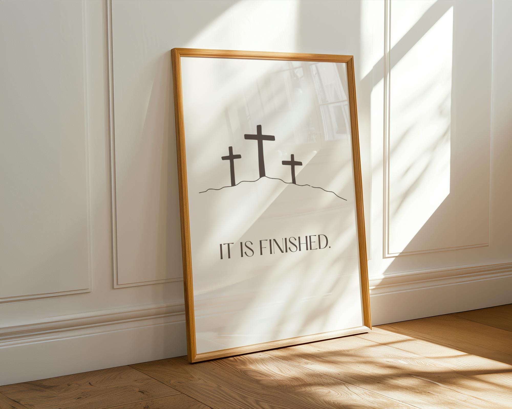 It is Finished Christian Wall Art, Black and White Poster Print, Digital Download