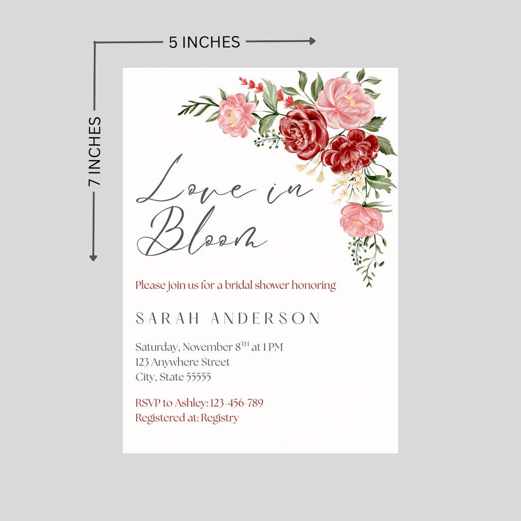Pink Floral Bridal Shower Invitation: Canva Editable Template