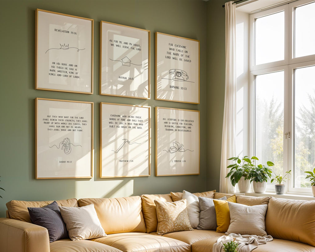 Drawing Christian Wall Art Print Set: Black & White Gallery Wall, Digital Download