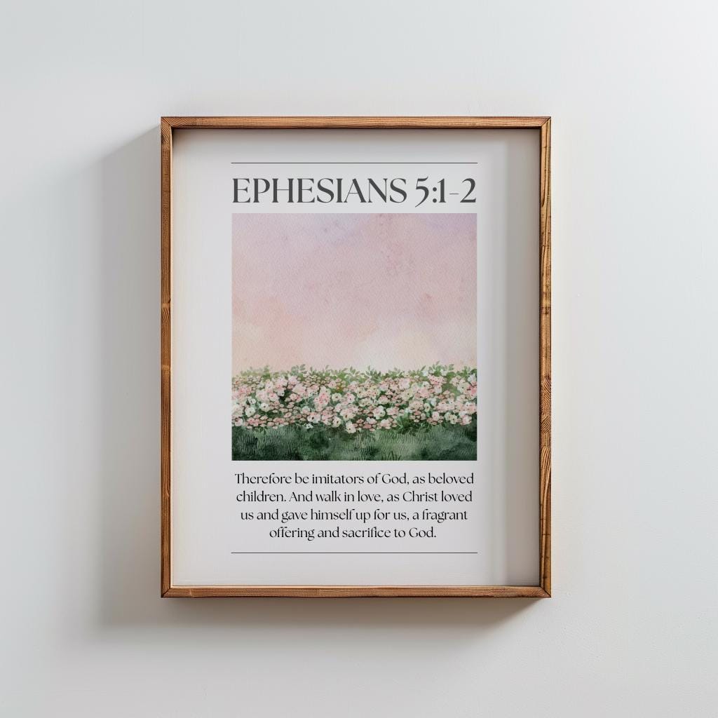 Ephesians 5 Christian Wall Art, Pink Bible Verse Quote Poster Prints, Digital Download