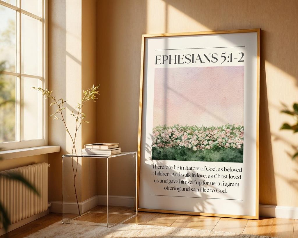 Ephesians 5 Christian Wall Art, Pink Bible Verse Quote Poster Prints, Digital Download