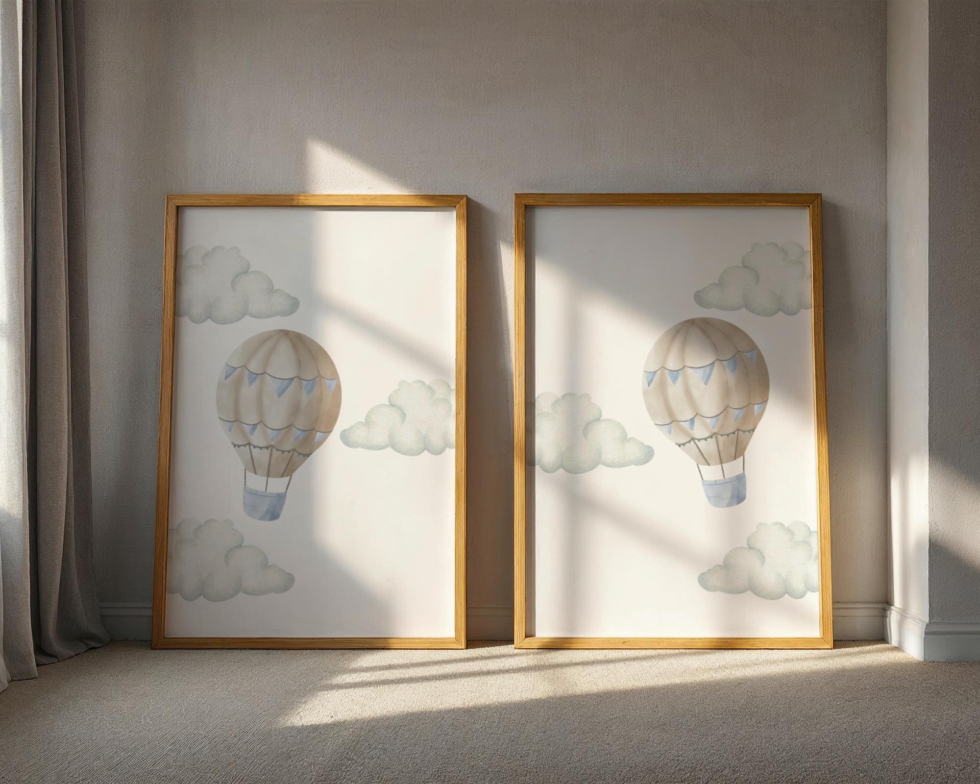 Oh the Places You'll Go Vintage Nursery Wall Art Prints, Digital Download