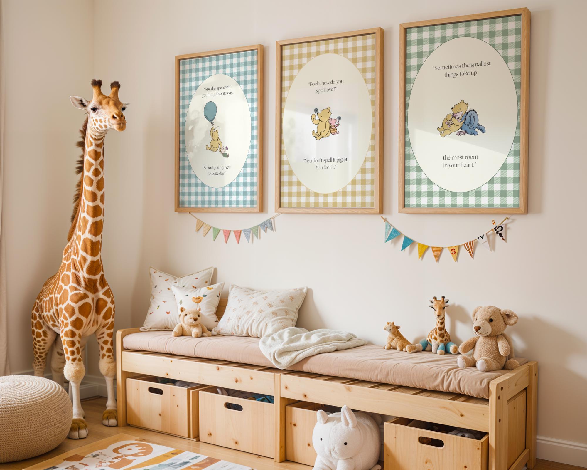 Winnie the Pooh Nursery Wall Art Prints, Set of 3, Digital Download