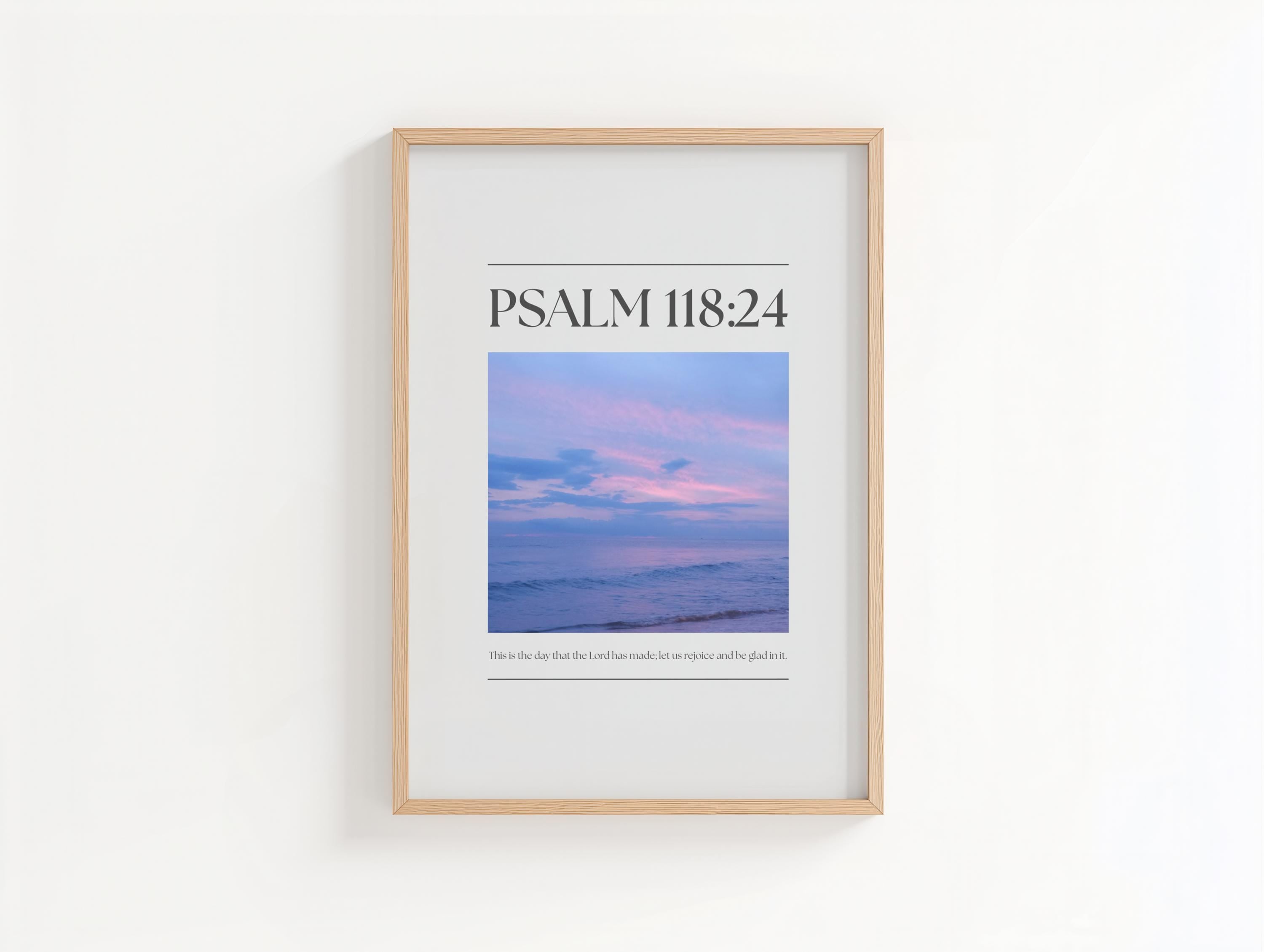 Purple Christian Wall Art, Minimalist Psalm Bible Verse Quote Poster Print, Digital Download