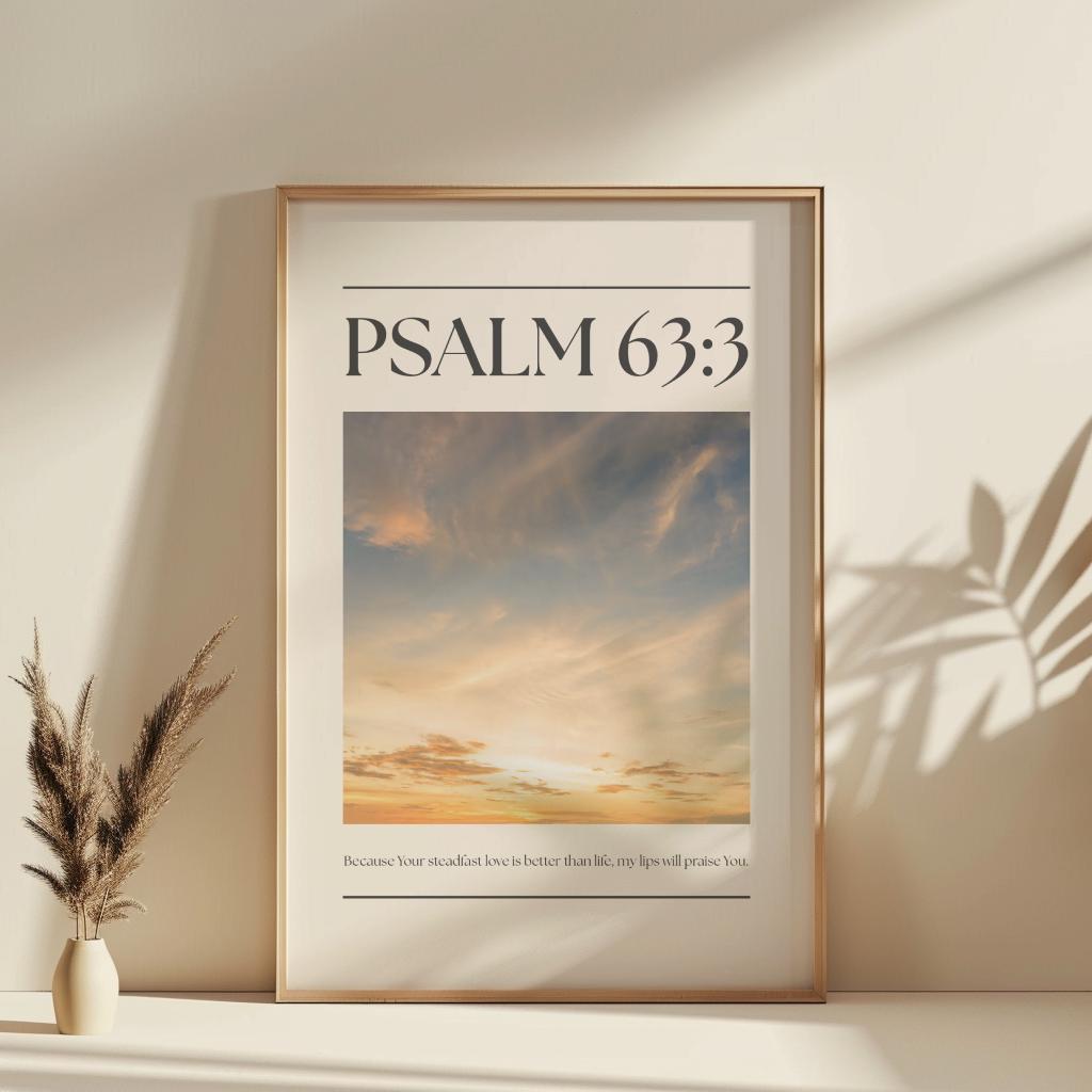 Yellow Christian Wall Art, Psalm Bible Verse Quote Poster Print, Digital Download