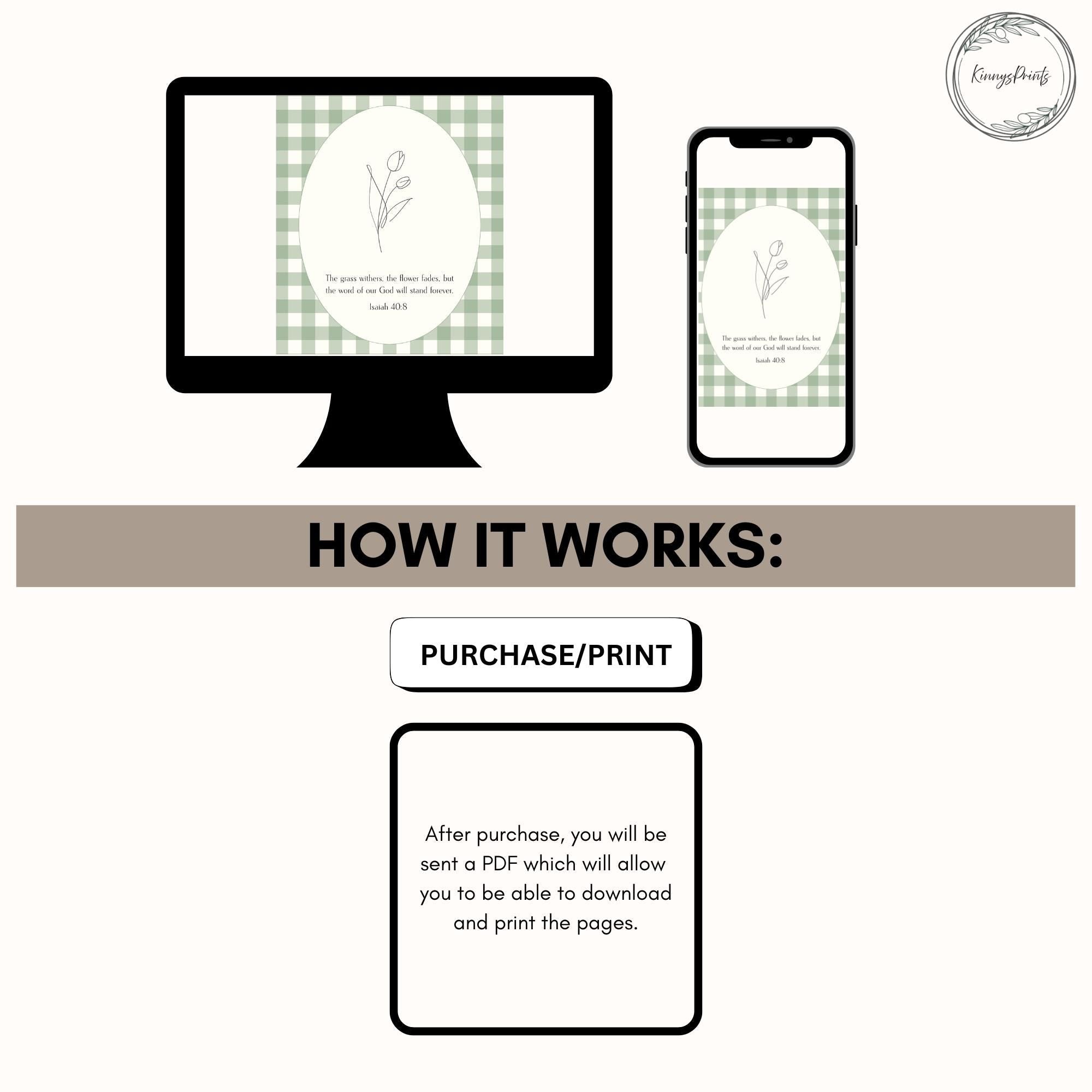 Green Christian Wall Art, Vintage Bible Verse Poster Print, Digital Download