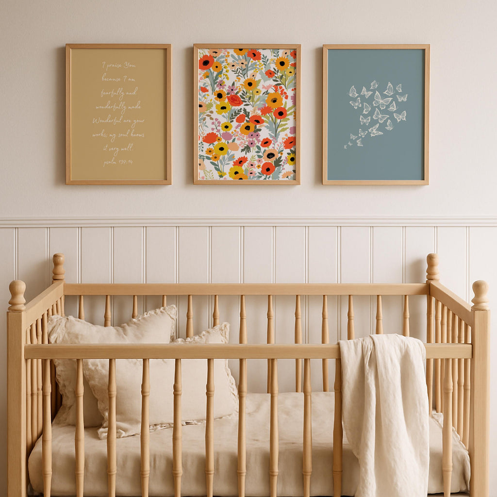 Psalm 139 Bible Verse Prints: Christian Wall Art Nursery Decor, Digital Download