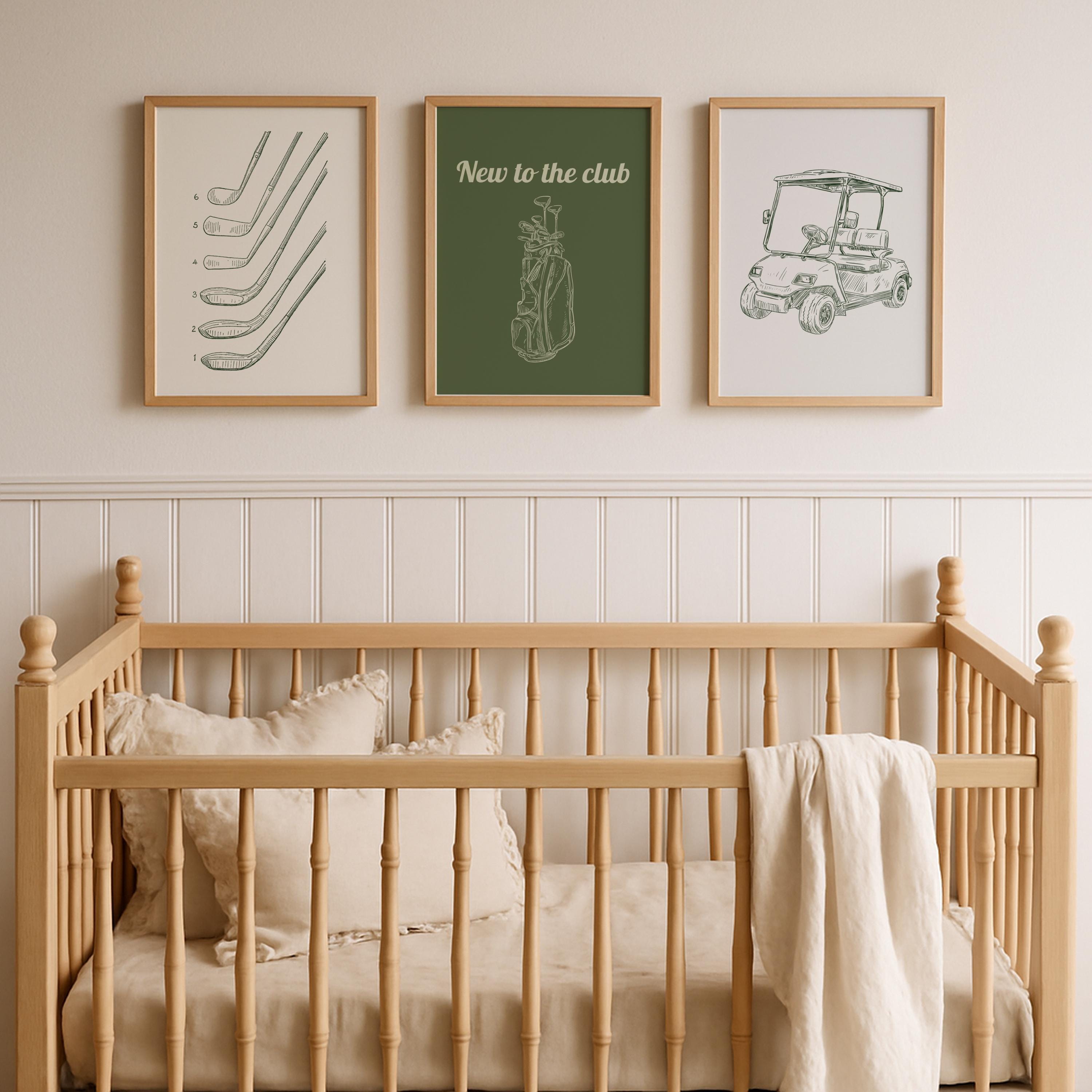 Golf Themed Nursery Prints: Green Wall Art Gallery Collage (Instant Download, Various sizes)