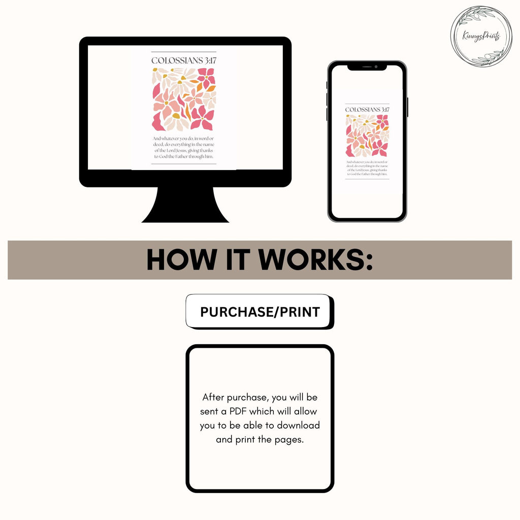 Pink Christian Wall Art Set Bedroom, Orange Bible Verse Wall Print Preppy, Digital Download