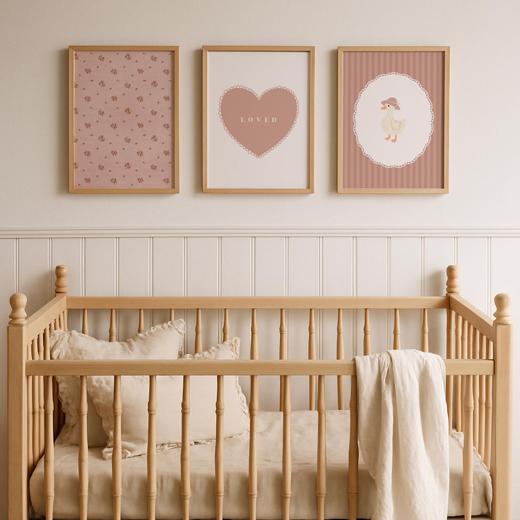 Christian Girl Nursery Wall Art,  Pink Vintage Poster Prints, Digital Download