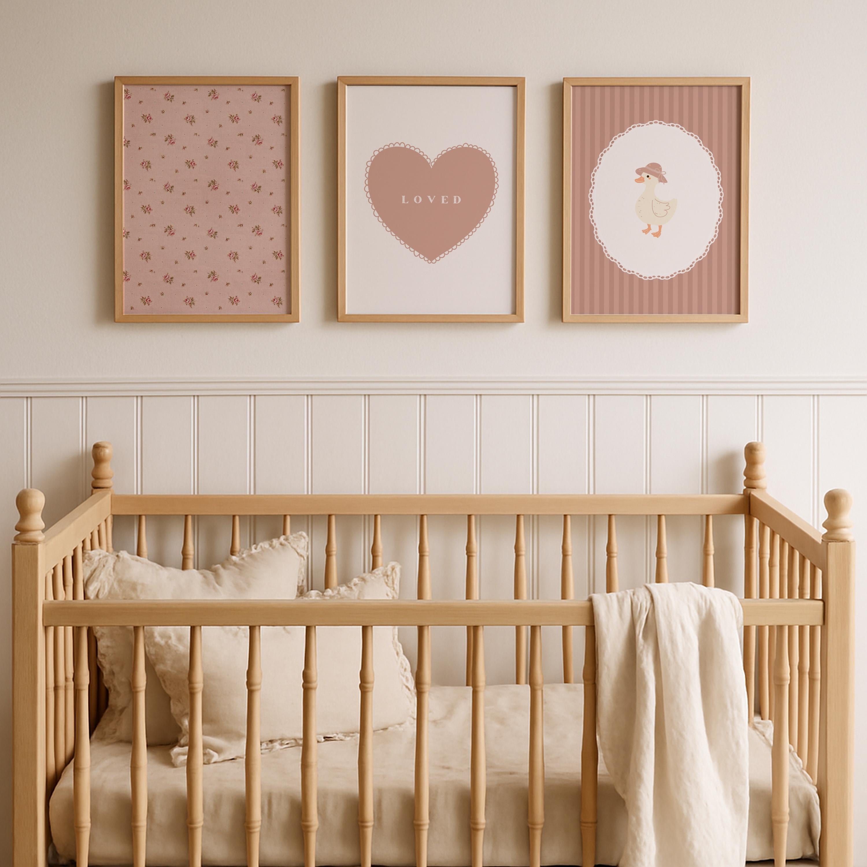 Christian Girl Nursery Wall Art,  Pink Vintage Poster Prints, Digital Download