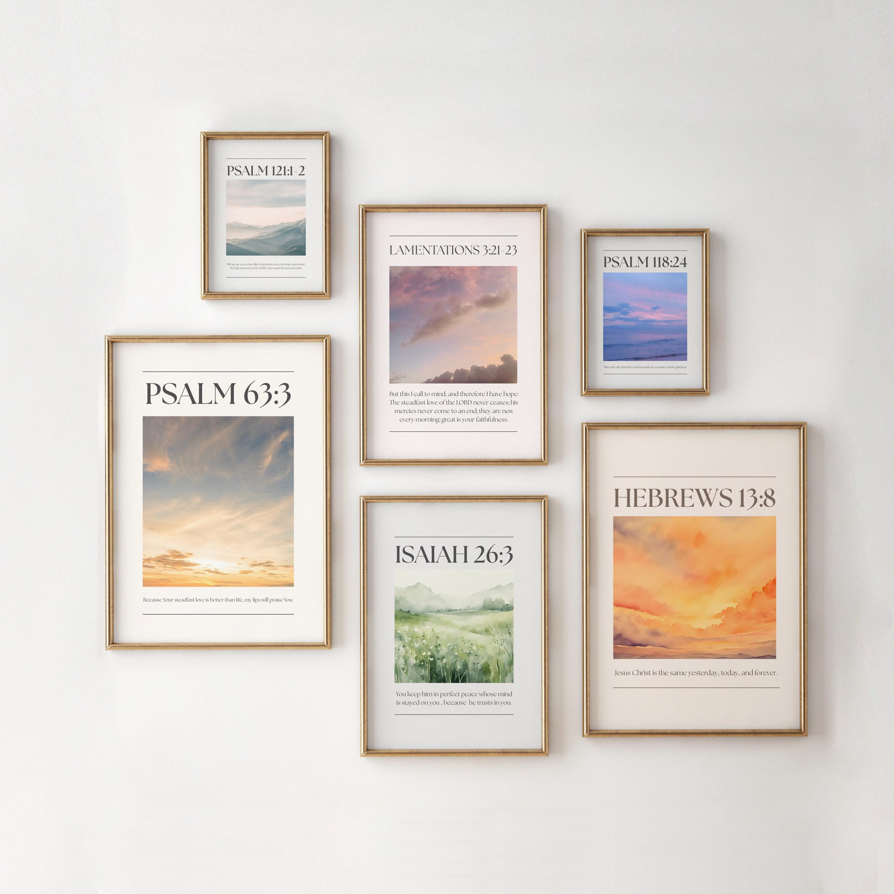 Printable Christian Wall Art Set of 6, Colorful Bible Verse Print Bundle, Digital Download