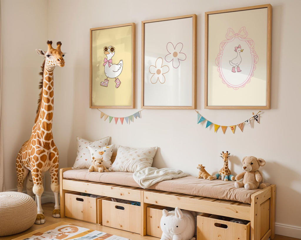 Christian Girl Printable Bedroom Nursery Wall Art, Pink Yellow Bible Verse Prints, Digital Download