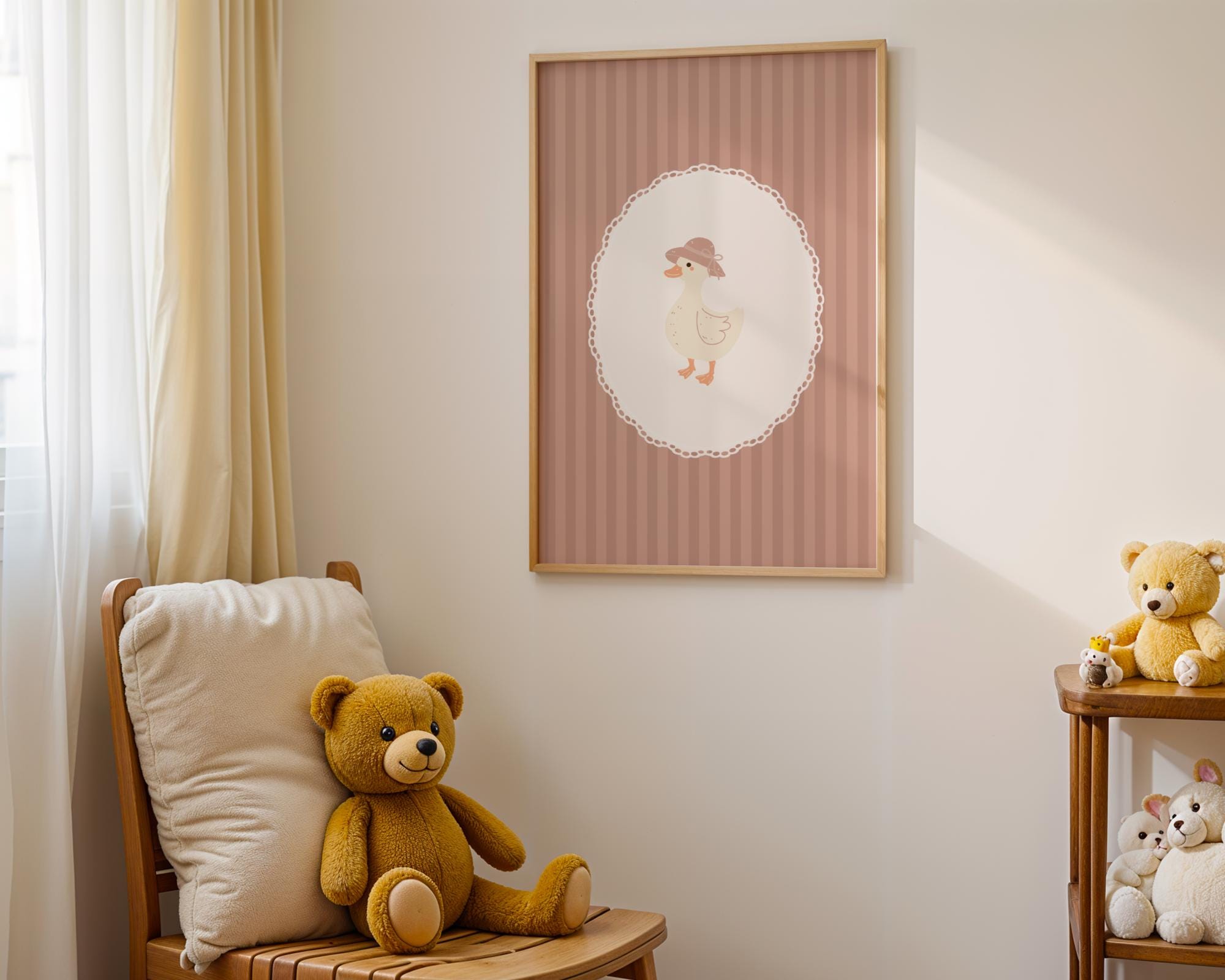 Vintage Girl Nursery Wall Art, Pink Coquette Goose Poster Print: Digital Download