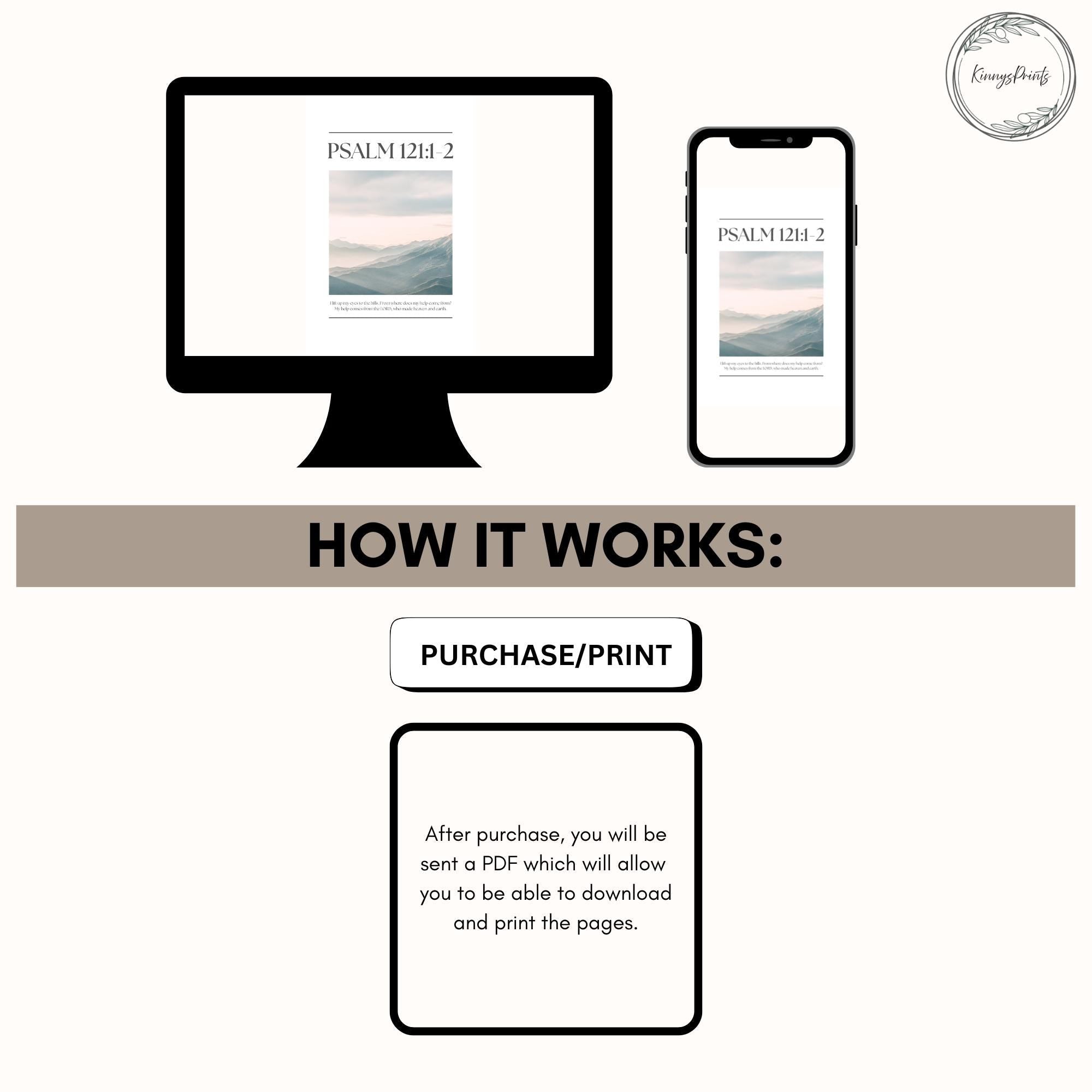 Grey Christian Wall Art, Psalm Bible Verse Quote Poster Print, Digital Download