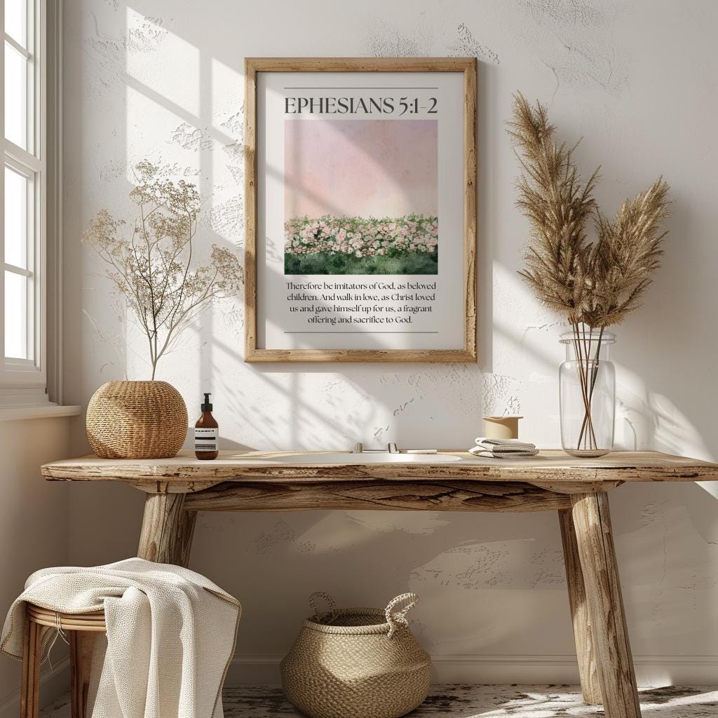 Ephesians 5 Christian Wall Art, Pink Bible Verse Quote Poster Prints, Digital Download