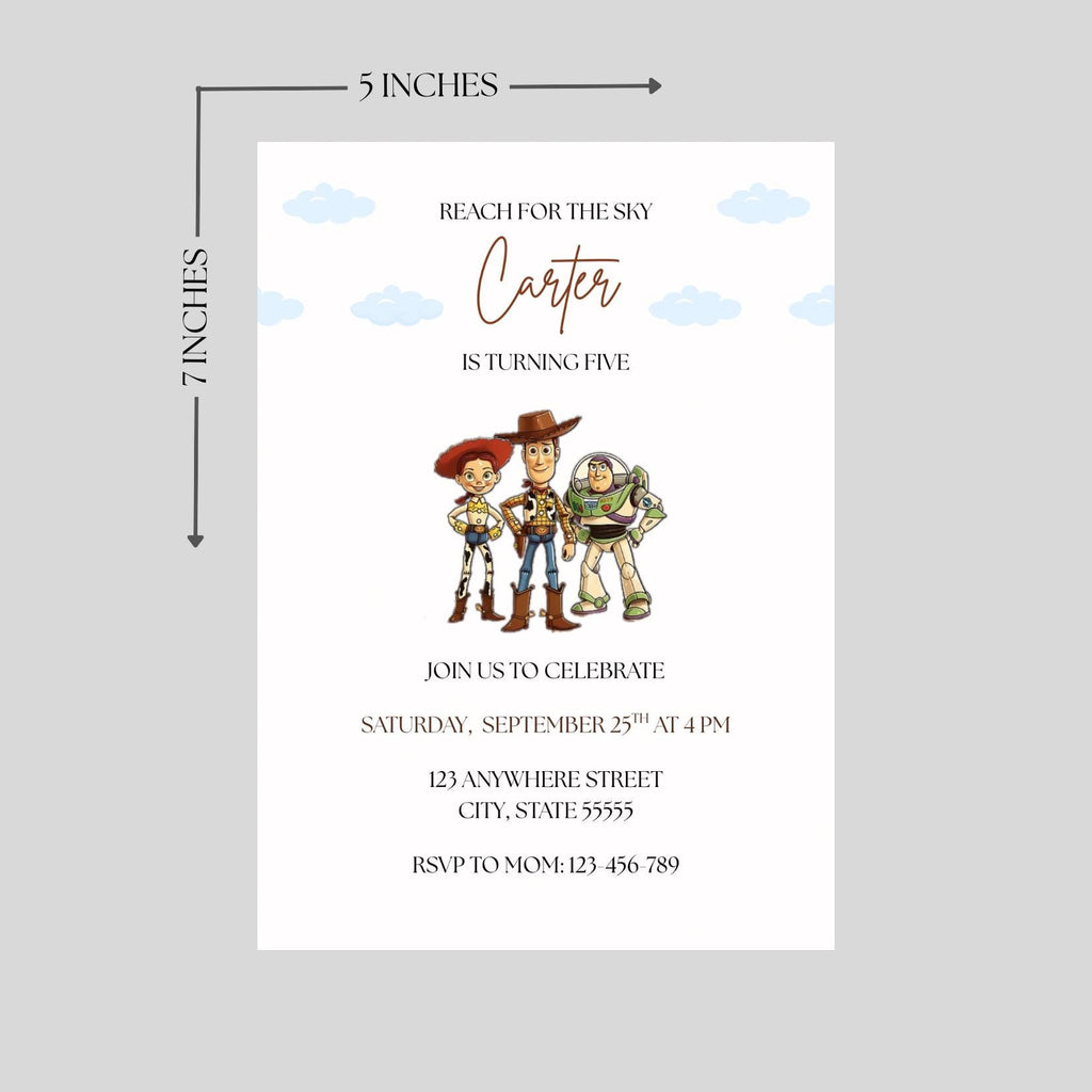 Reach for the Sky Birthday Invitation, Toy Story Birthday Party Invite, Editable Template