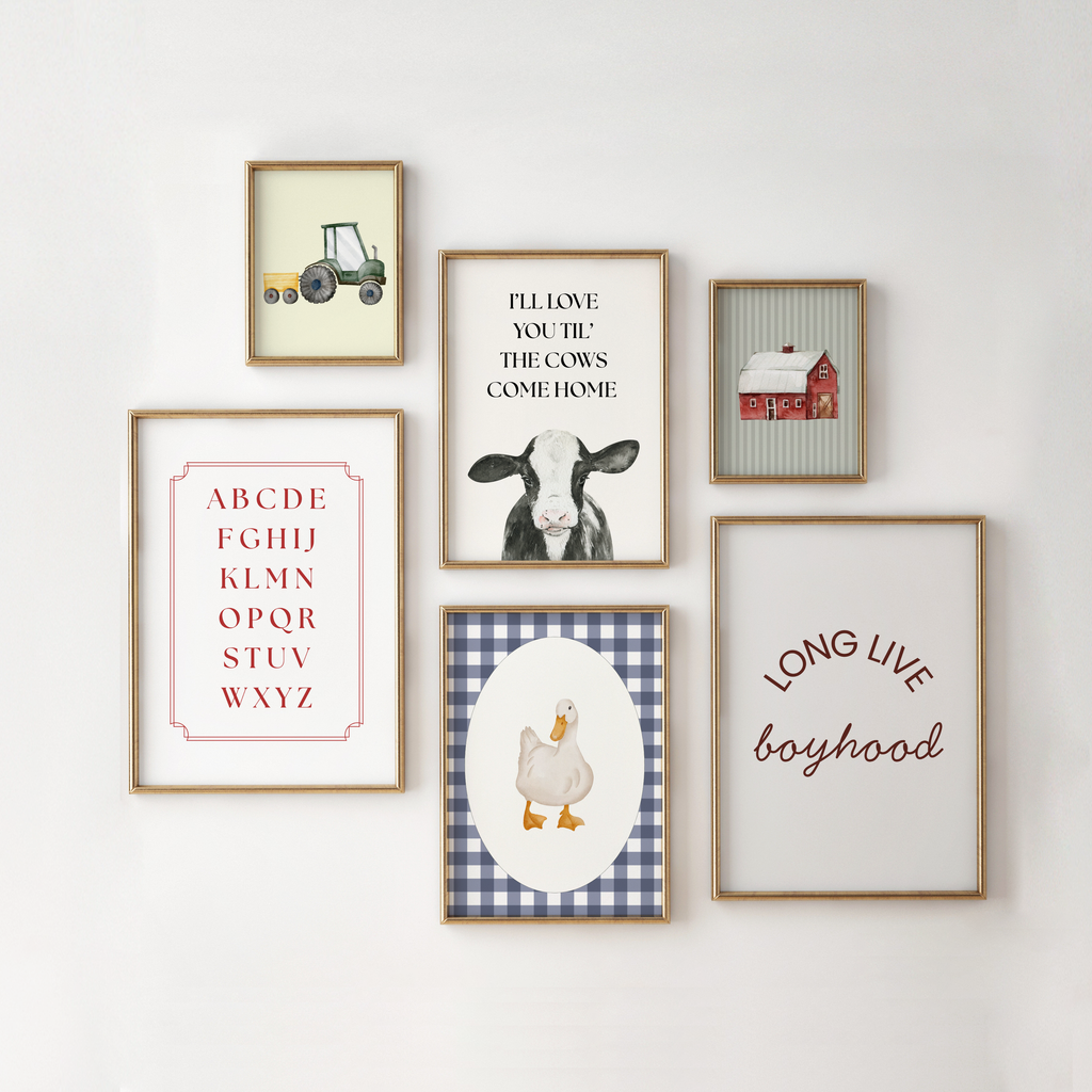 Farm Nursery Prints, Boy Bedroom Wall Art Gallery Collage, Digital Download