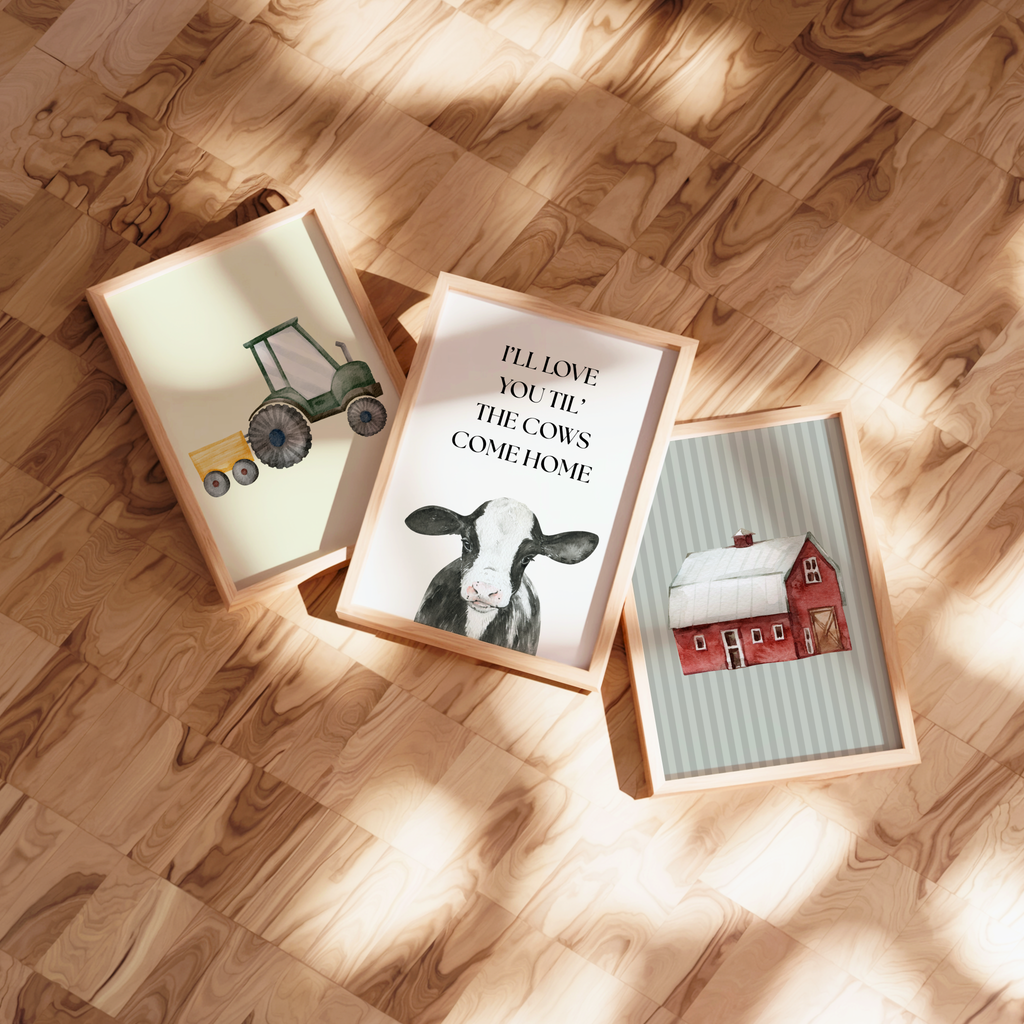 Farm Nursery Prints, Boy Bedroom Wall Art Gallery Collage, Digital Download