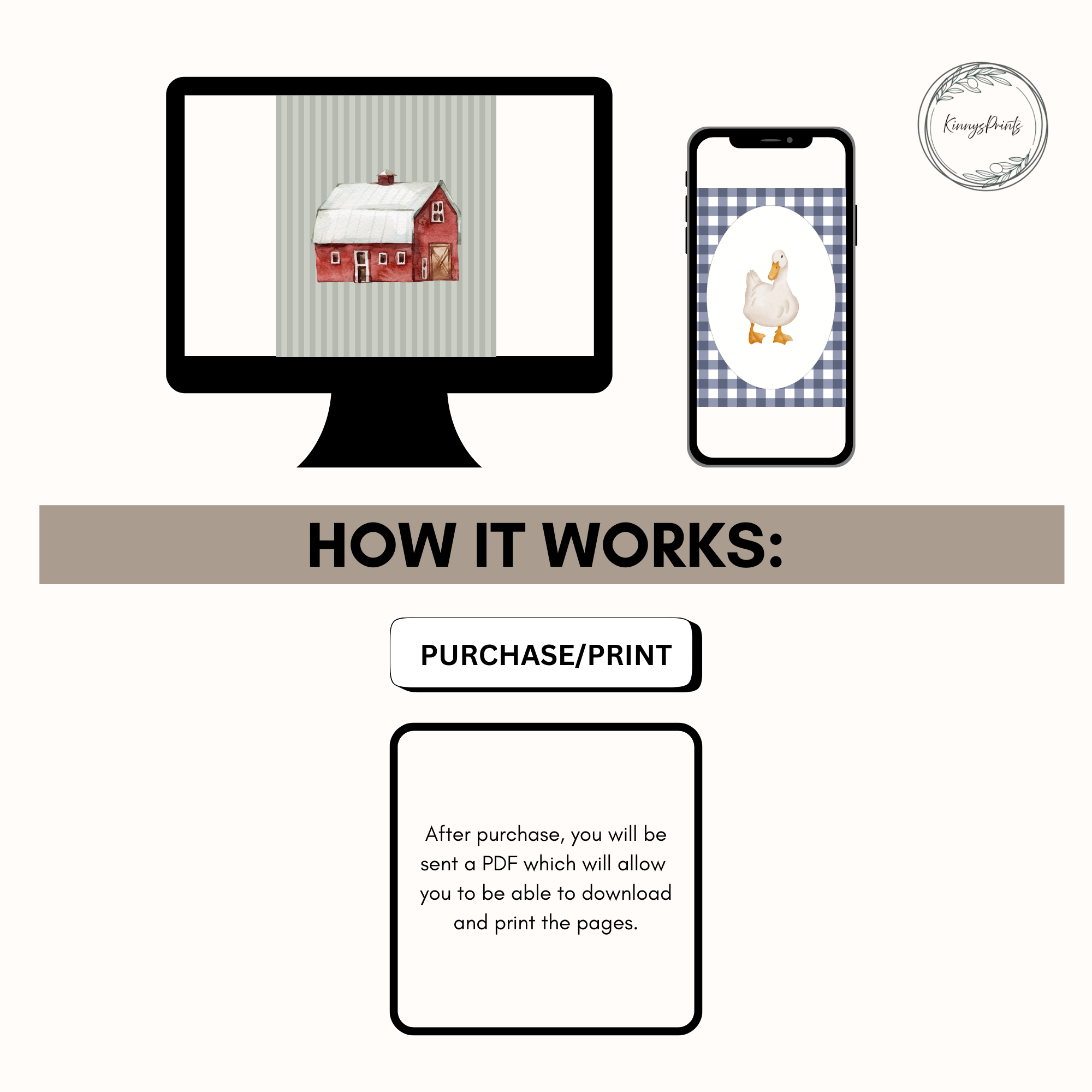 Farm Nursery Prints, Boy Bedroom Wall Art Gallery Collage, Digital Download