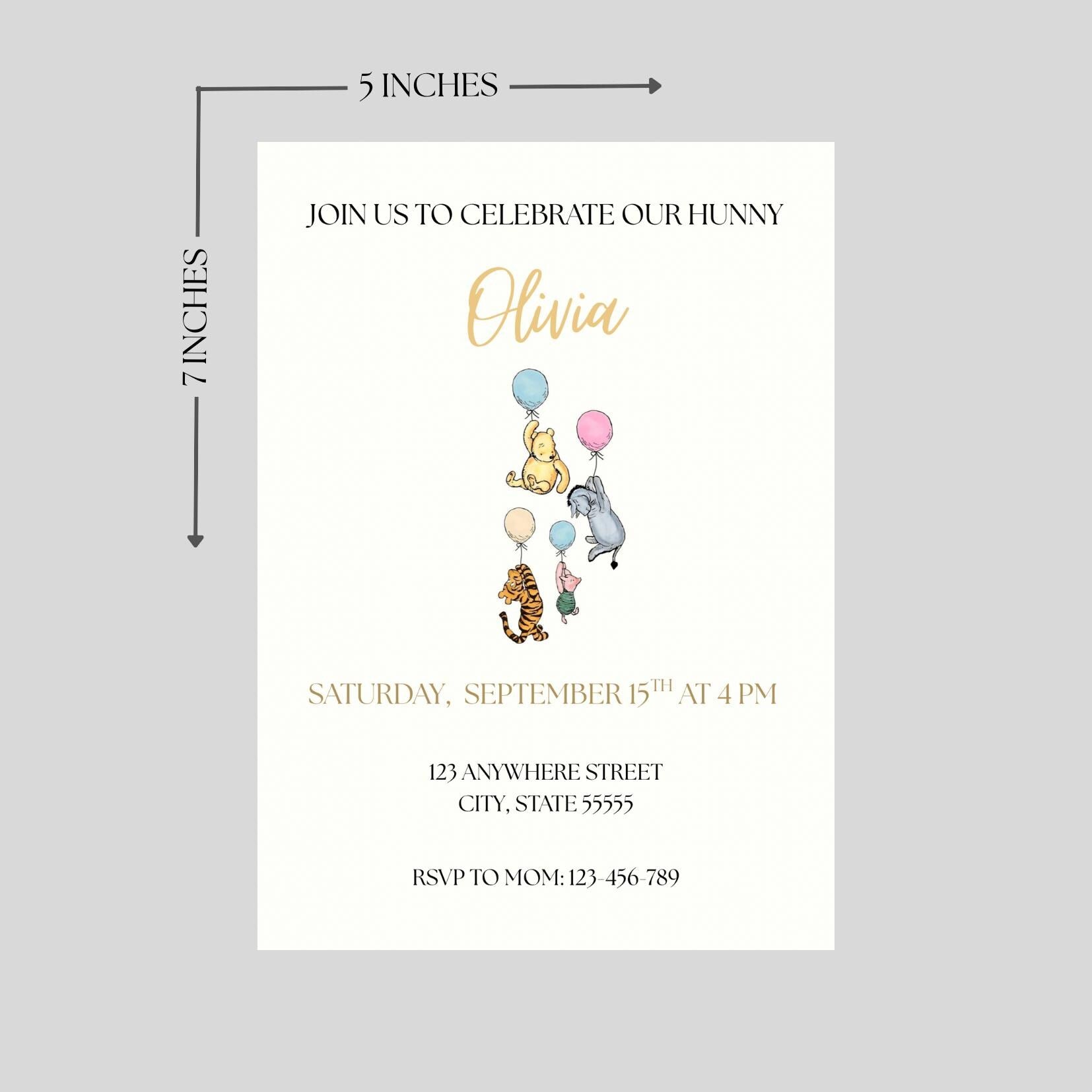 Vintage Winnie the Pooh Birthday Invitation, Our Hunny Boy Girl Party Invite, Editable Template