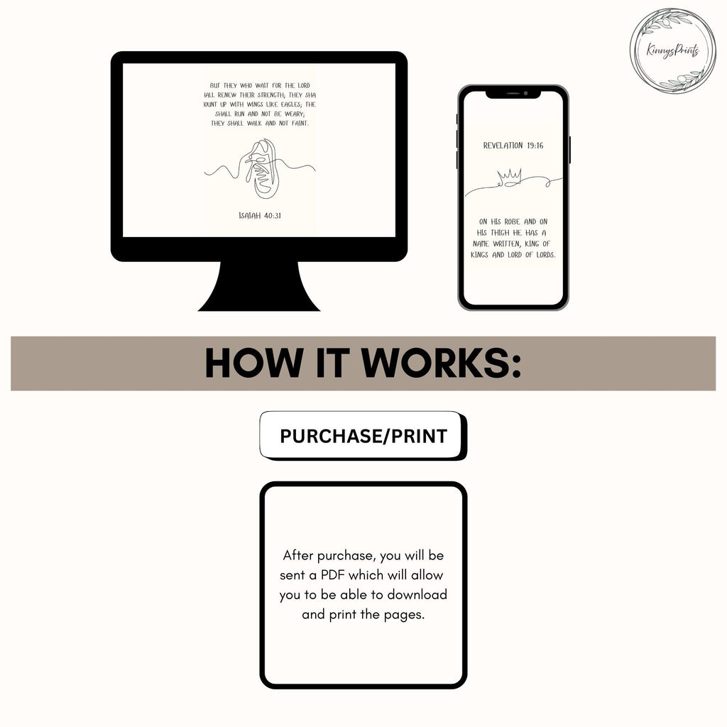 Drawing Christian Wall Art Print Set: Black & White Gallery Wall, Digital Download