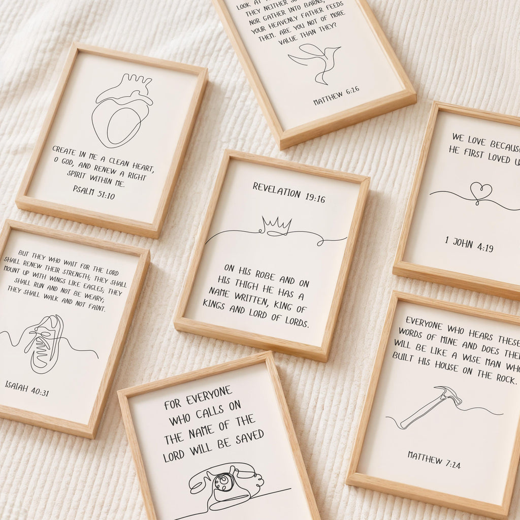 Drawing Christian Wall Art Print Set: Black & White Gallery Wall, Digital Download