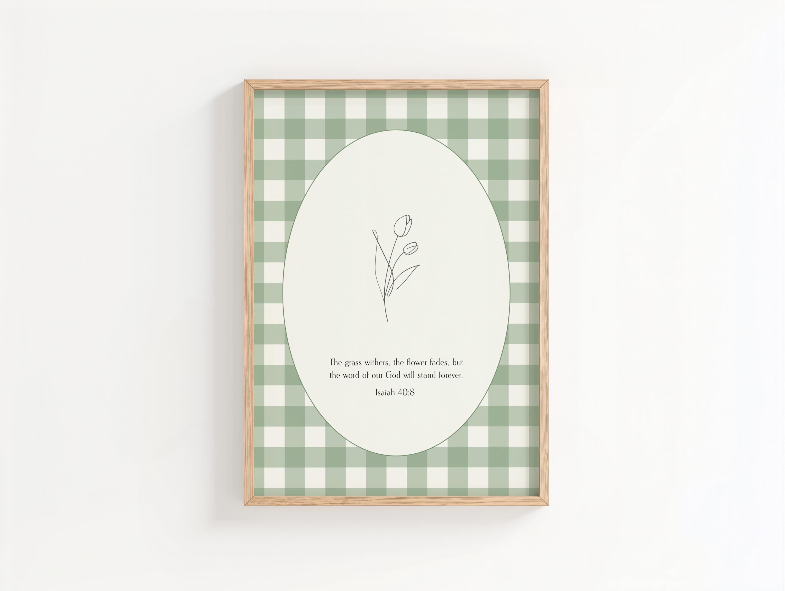 Green Christian Wall Art, Vintage Bible Verse Poster Print (Digital Download, Various Sizes)