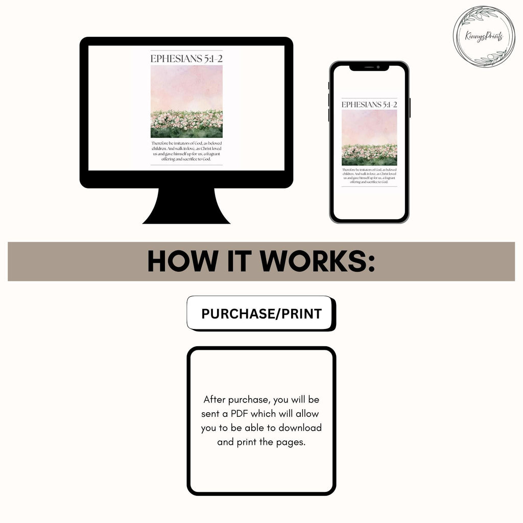 Ephesians 5 Christian Wall Art, Pink Bible Verse Quote Poster Prints, Digital Download