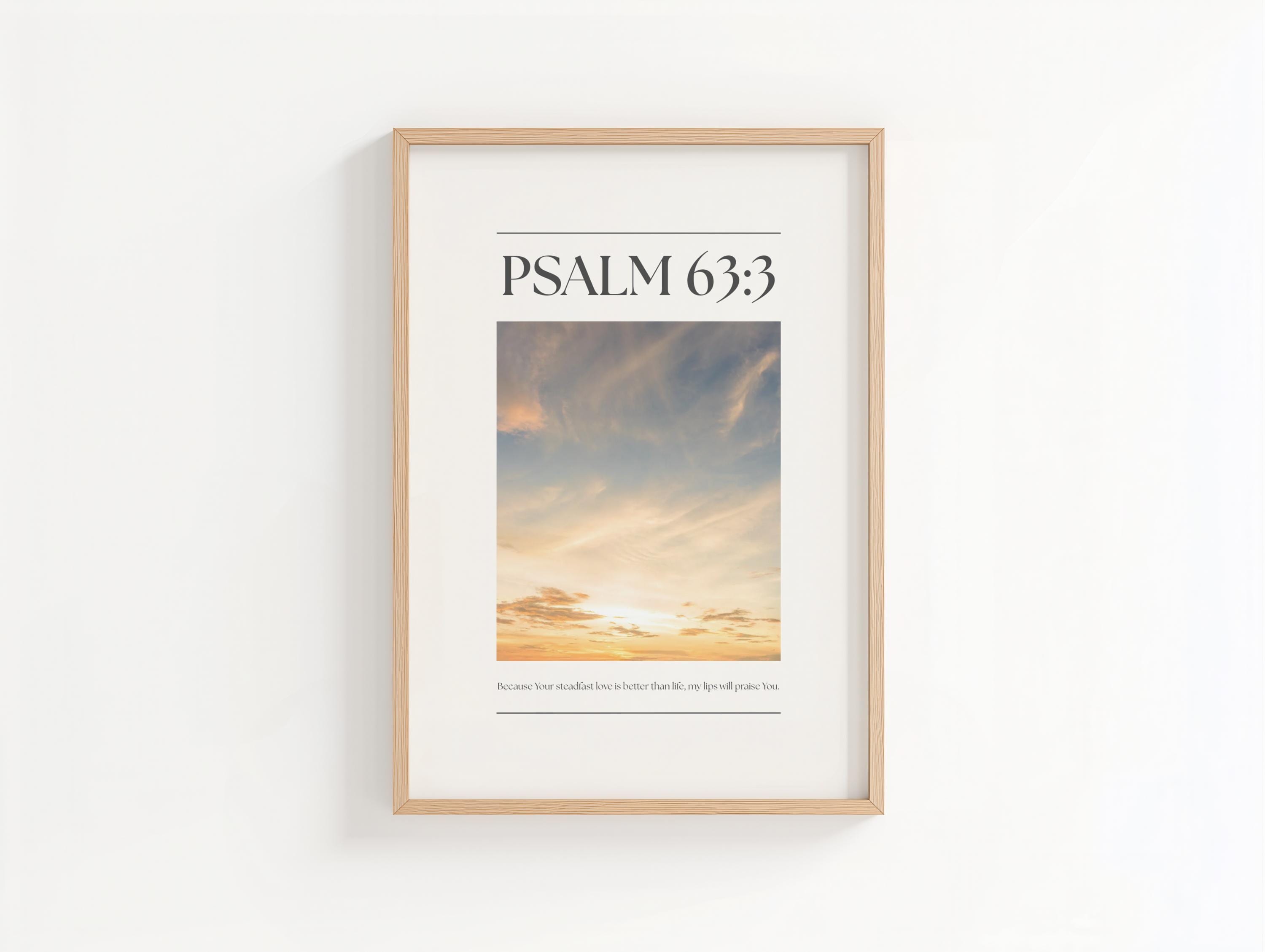 Yellow Christian Wall Art, Psalm Bible Verse Quote Poster Print, Digital Download