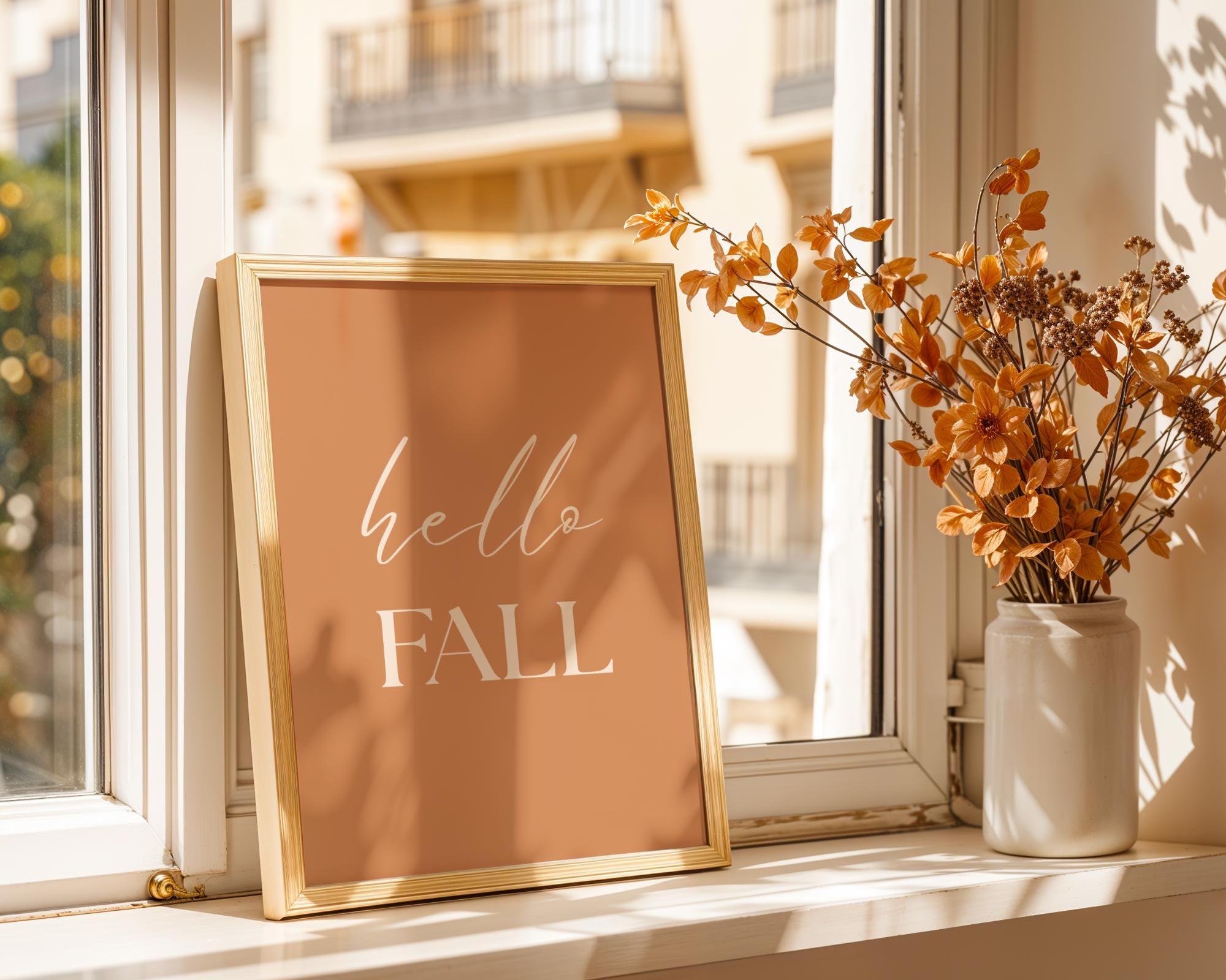 Printable Fall Wall Art, Orange Pumpkin Wall Poster Print Set (Digital Download)