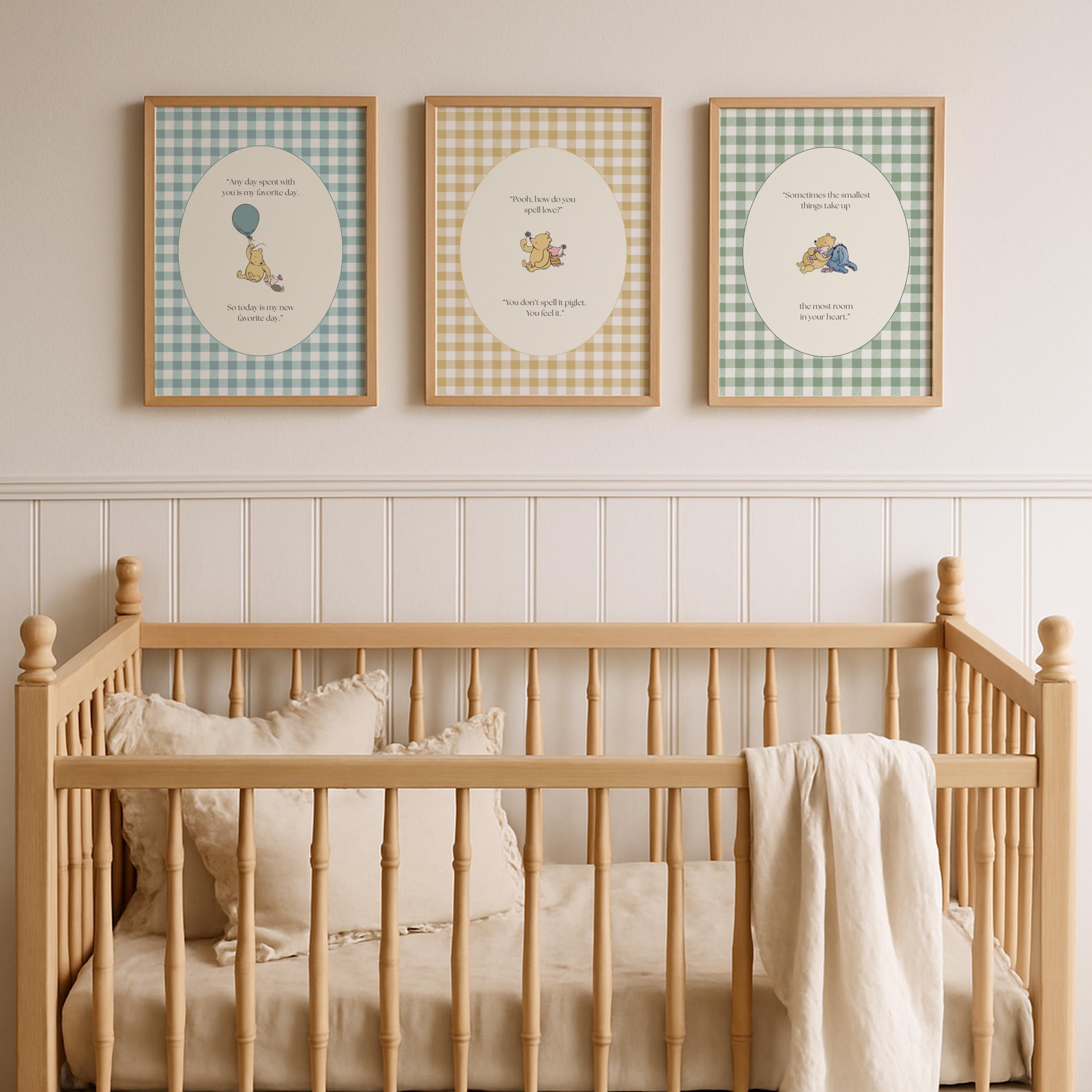 Winnie the Pooh Nursery Wall Art Prints, Set of 3, Digital Download