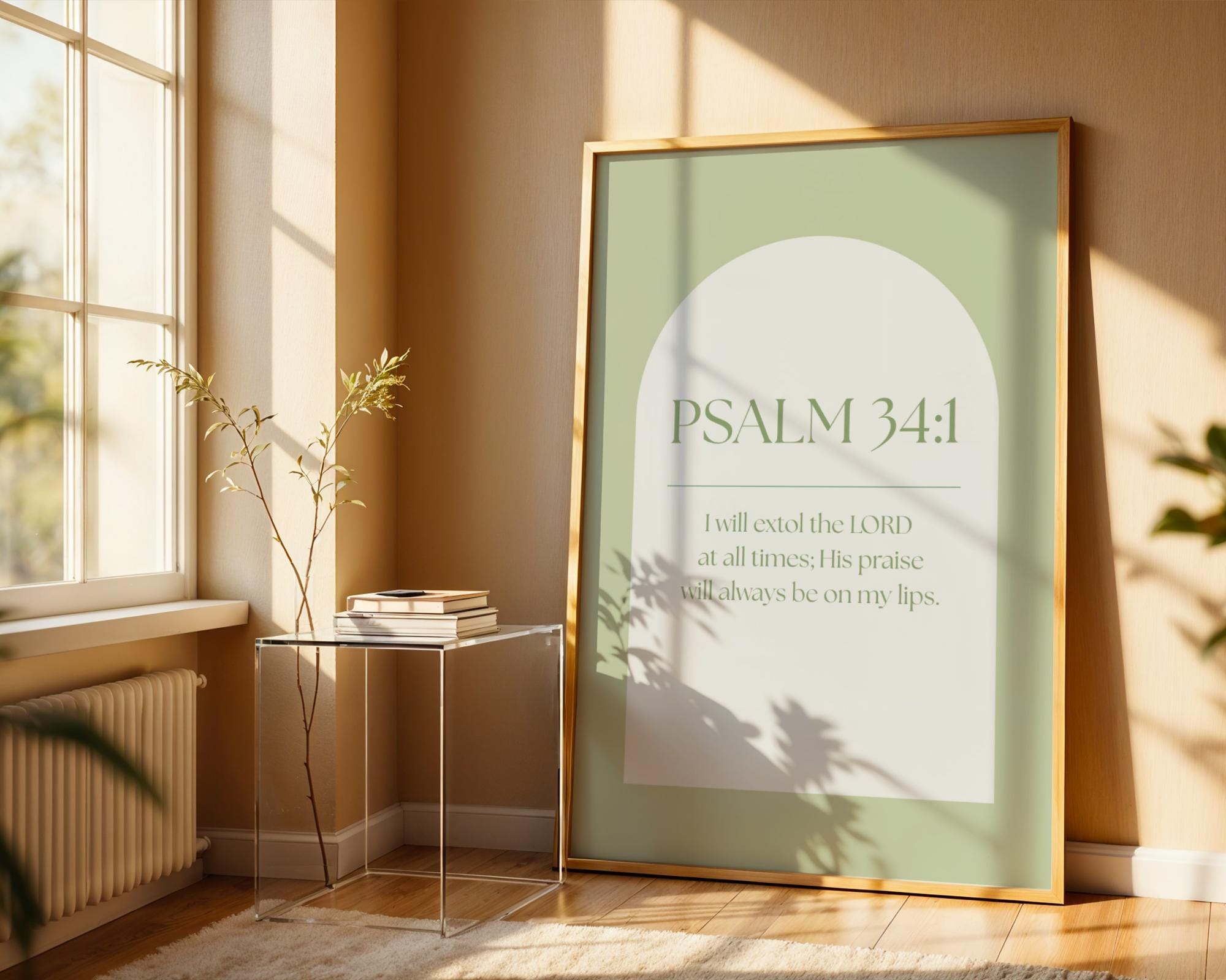 Christian Wall Art Bundle Modern, Bible Verse Wall Print Set Sage Green, Digital Download