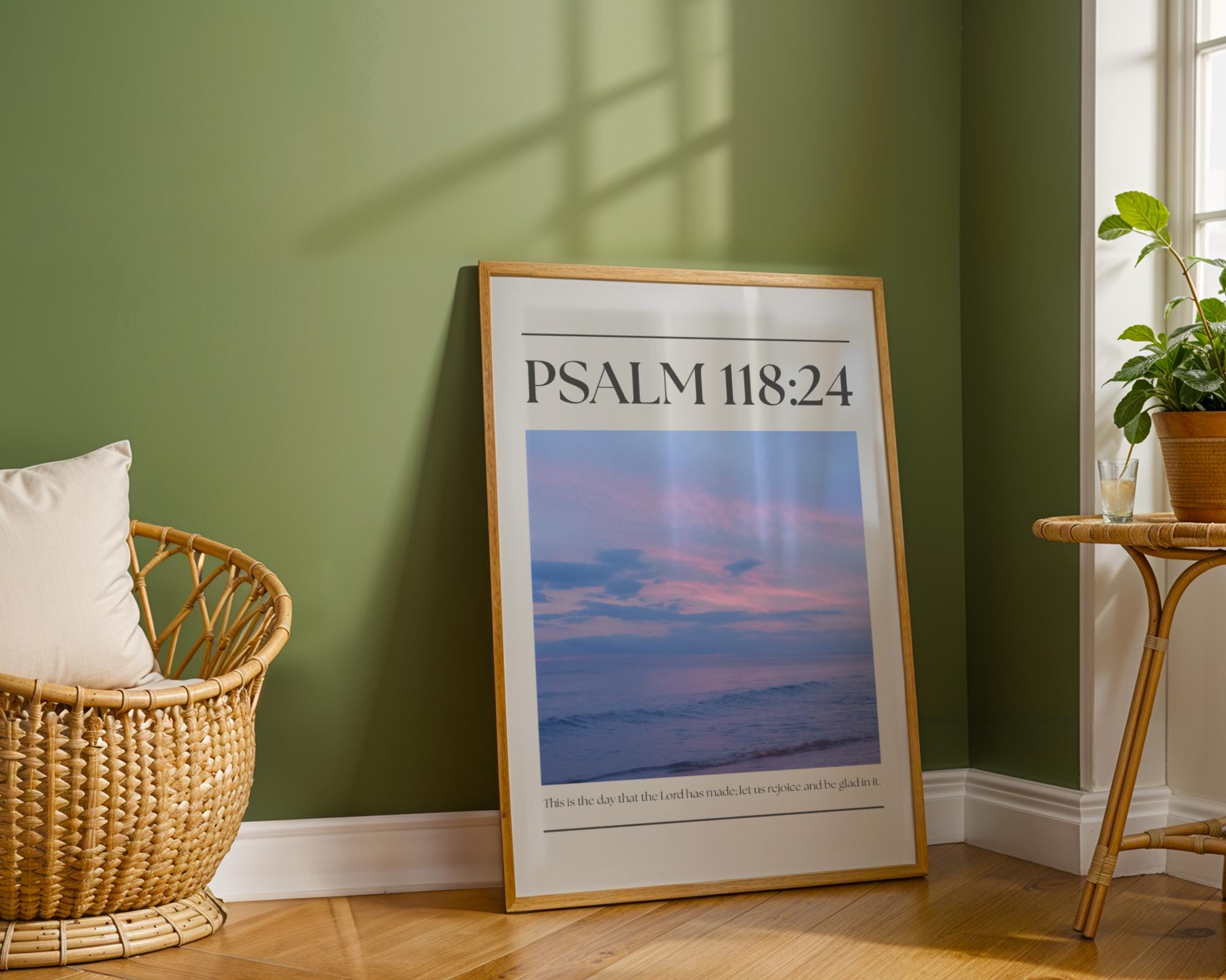 Purple Christian Wall Art, Minimalist Psalm Bible Verse Quote Poster Print, Digital Download