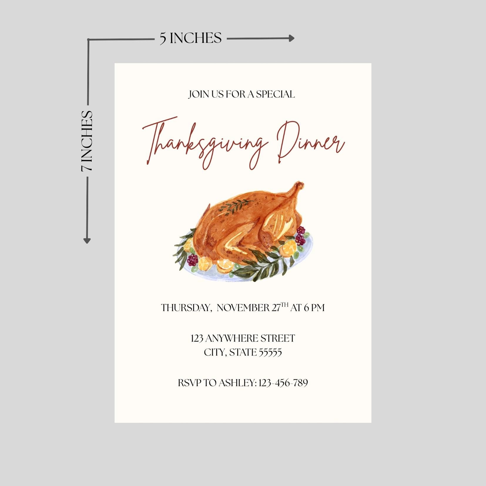 Editable Thanksgiving Dinner Invitation Template, Fall Dinner Party Invite, Digital Download
