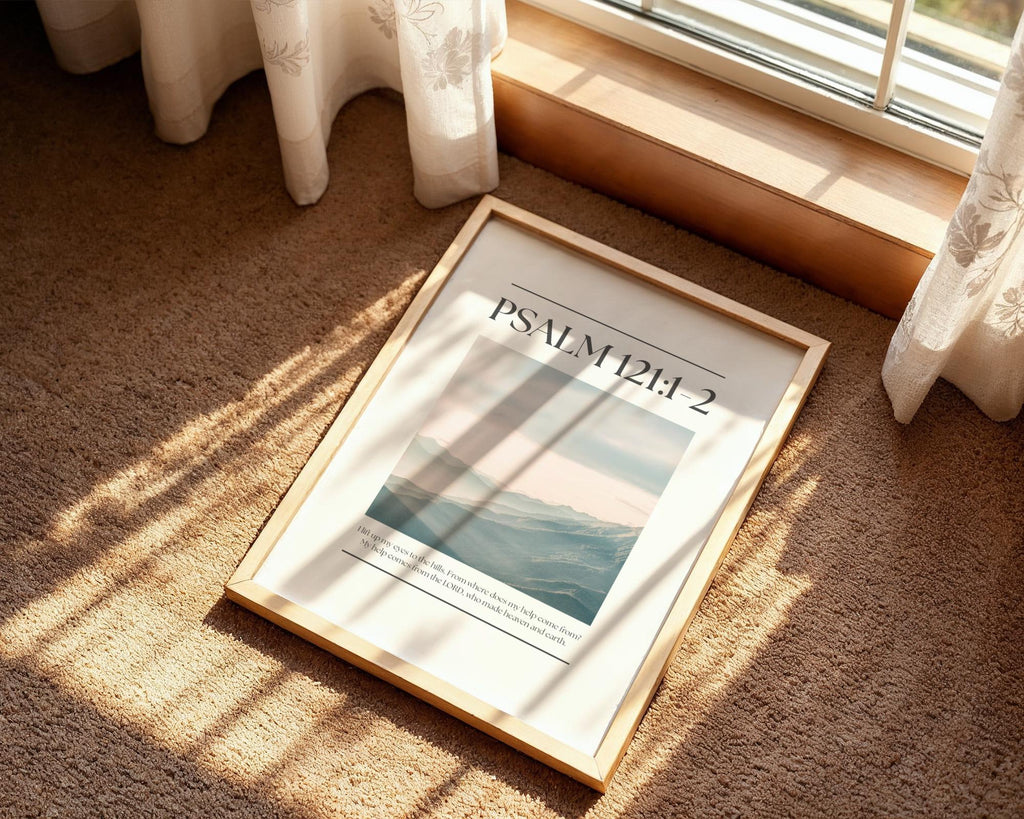 Grey Christian Wall Art, Psalm Bible Verse Quote Poster Print, Digital Download